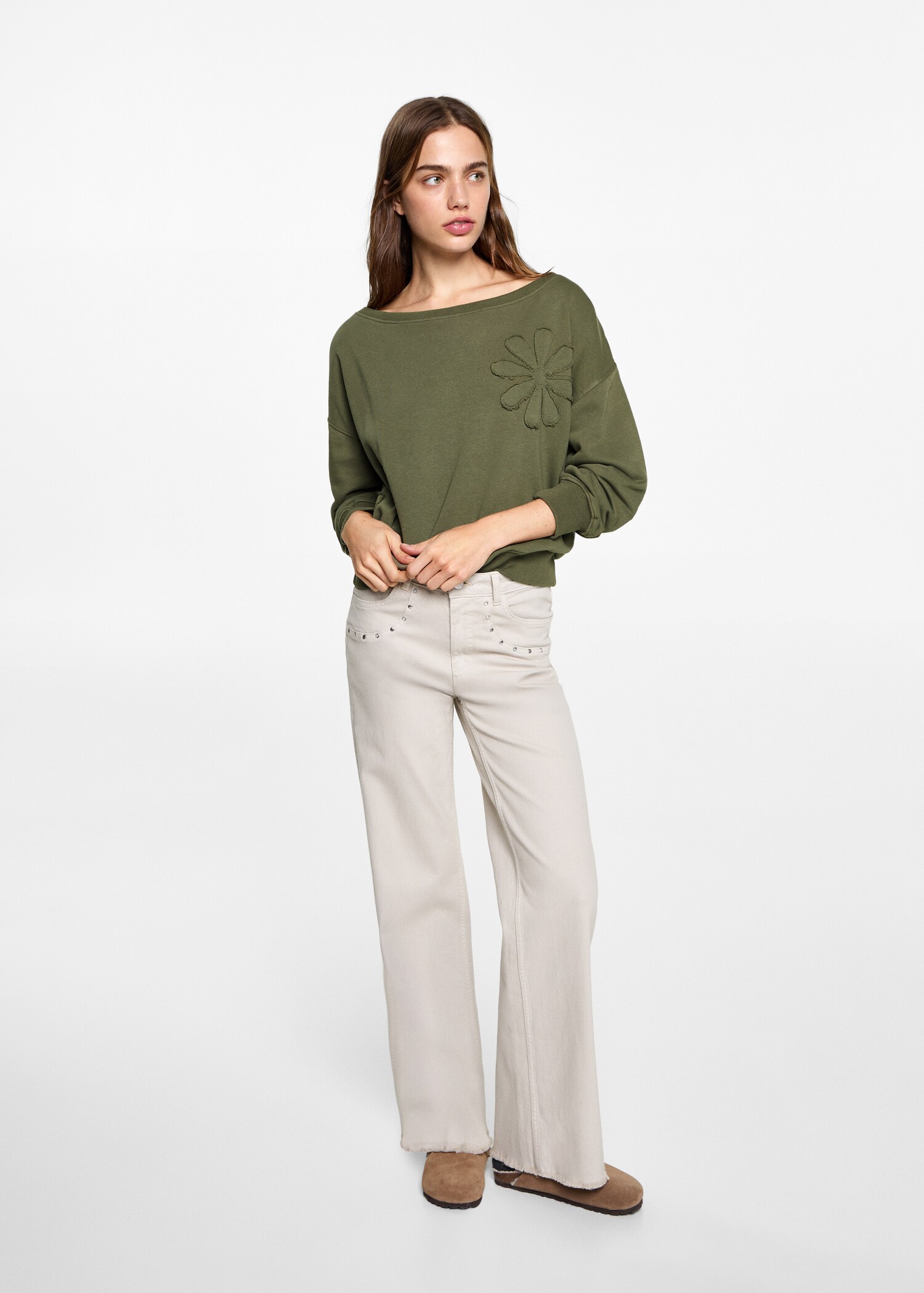 Sweat-shirt broderie florale - Plan général