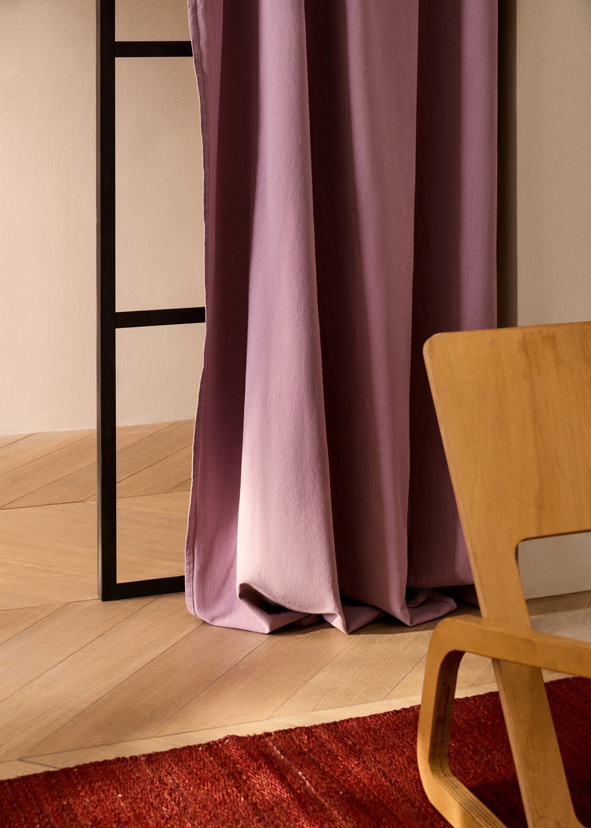 Washed-effect linen curtain - General plane, Lilac. Ref: 87082026-00.