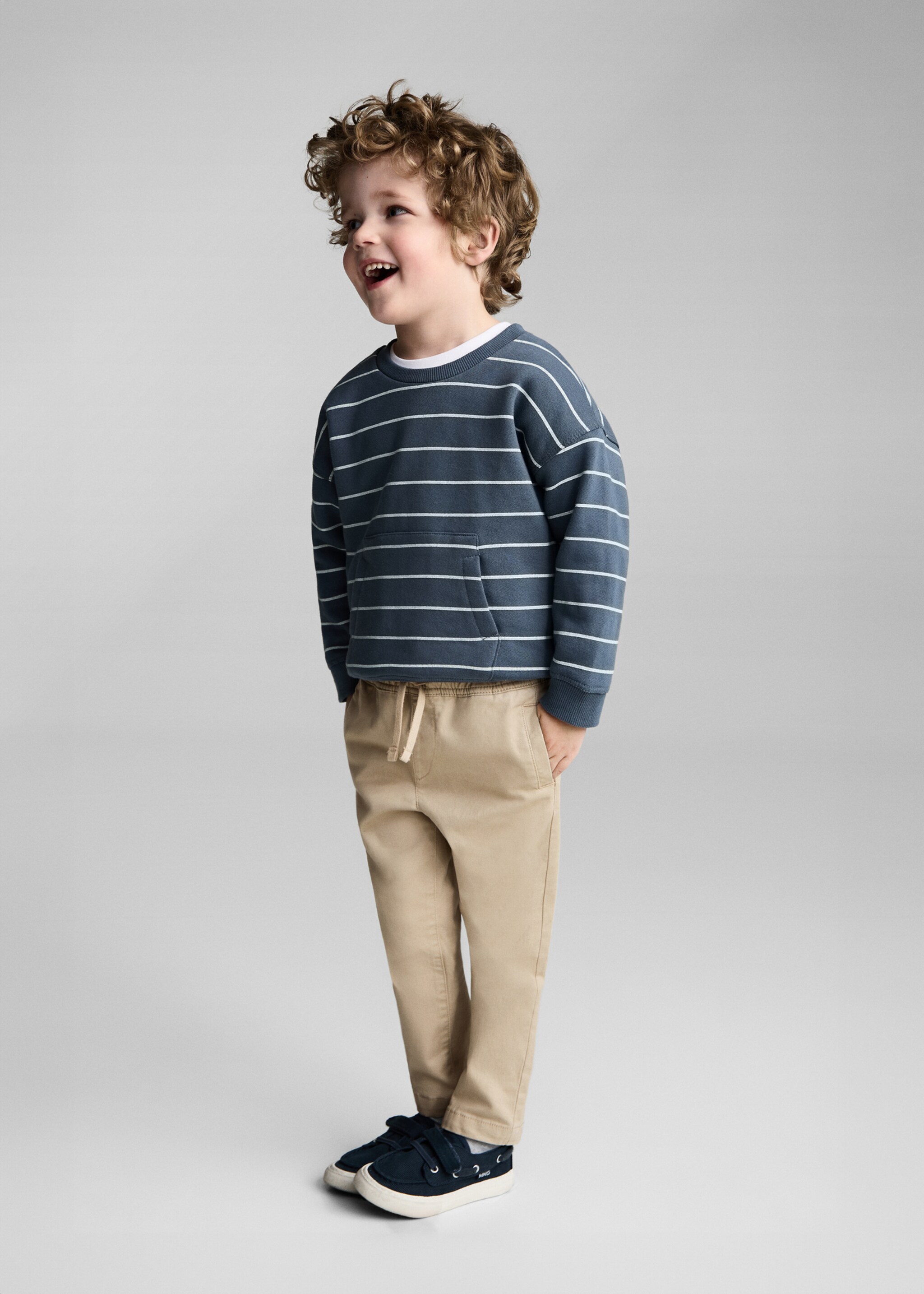 Joggingové bavlněné kalhoty - Celkový náhled, Písková. Ref: 87082533-00.