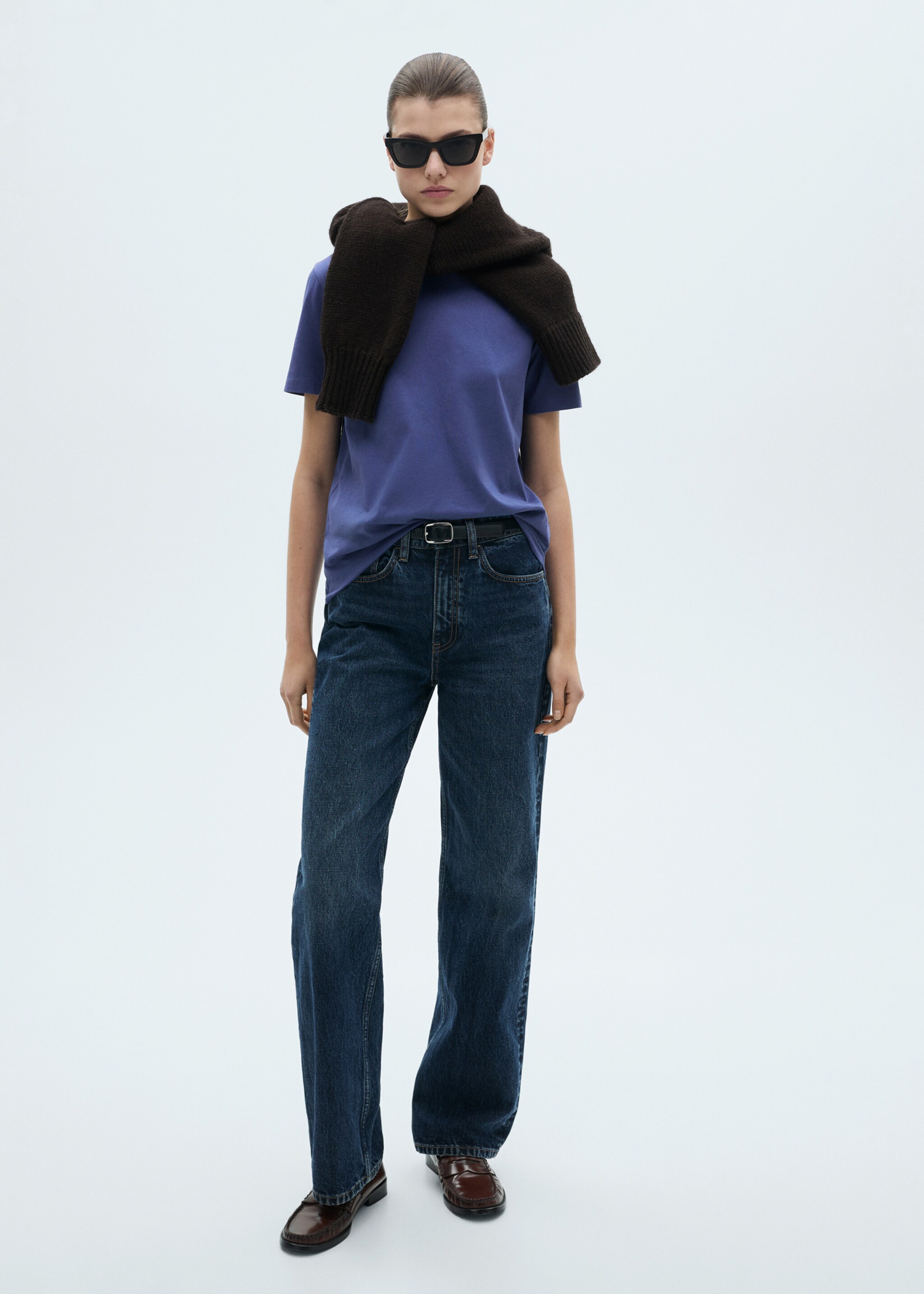 Short-sleeved cotton t-shirt - General plane, Violet. Ref: 87082534-00.