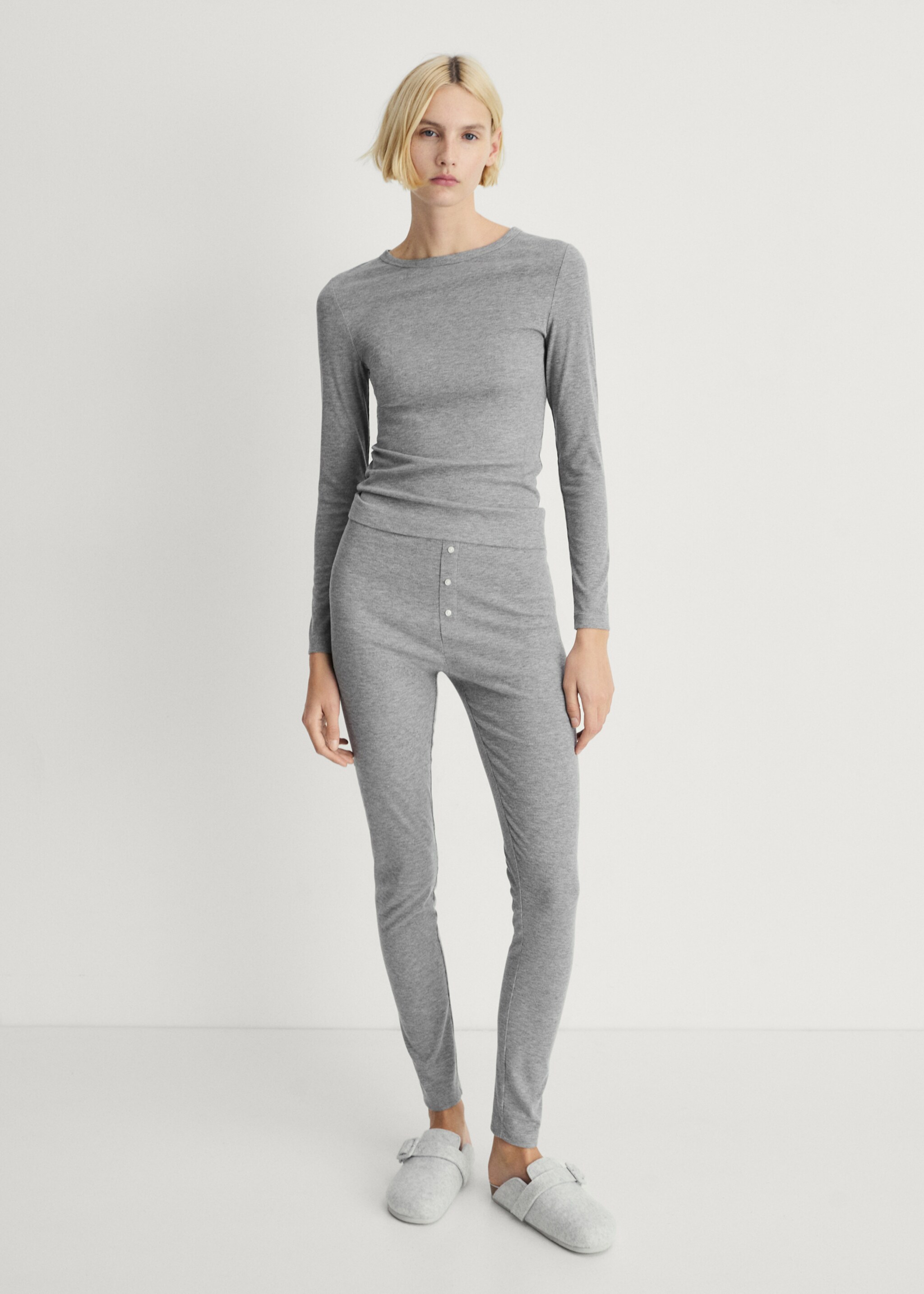 Long rib-knit trousers - General plane, Grey. Ref: 87082893-00.