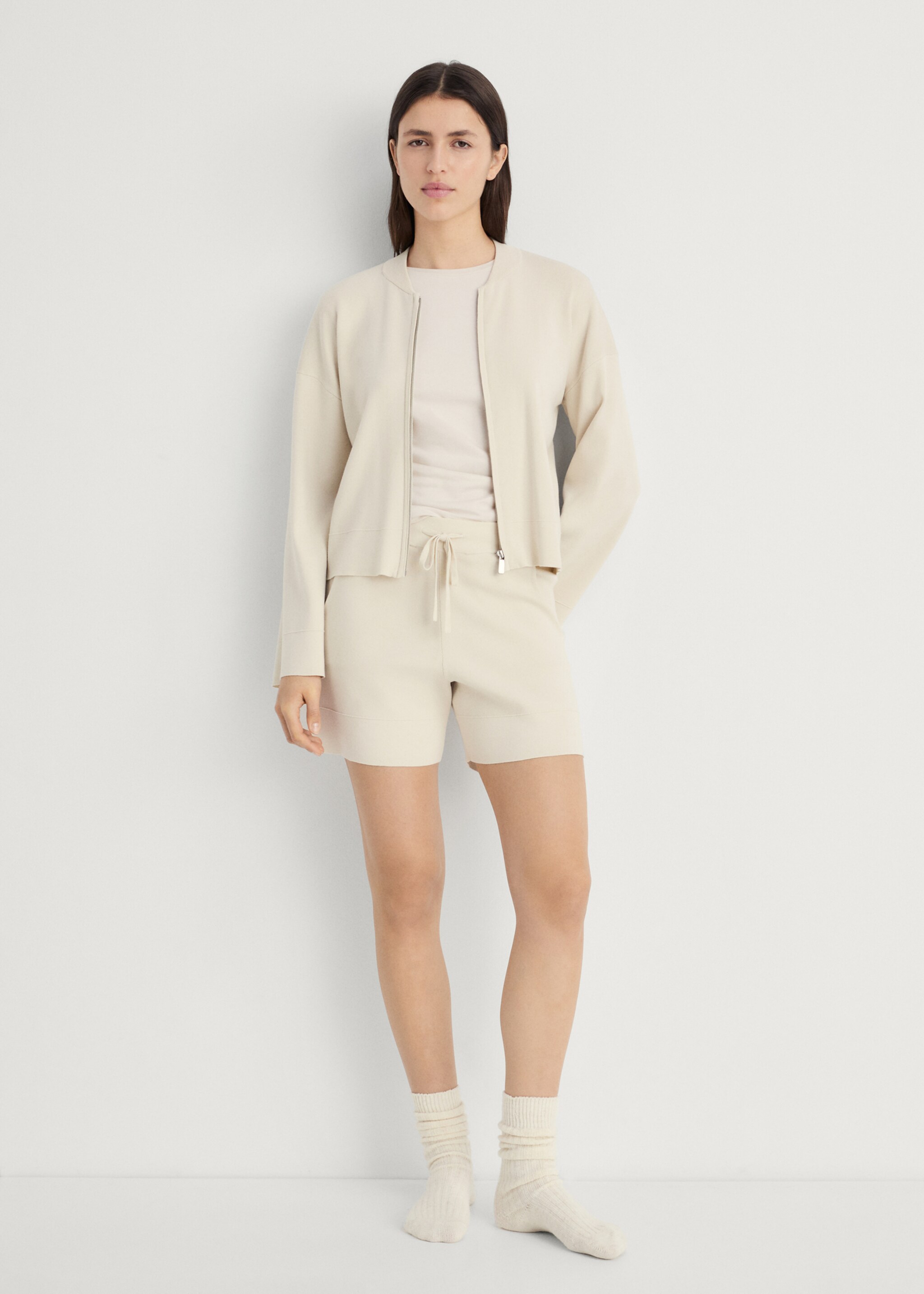 Ribbed knitted shorts - General plane, Light/Pastel Grey. Ref: 87082896-00.