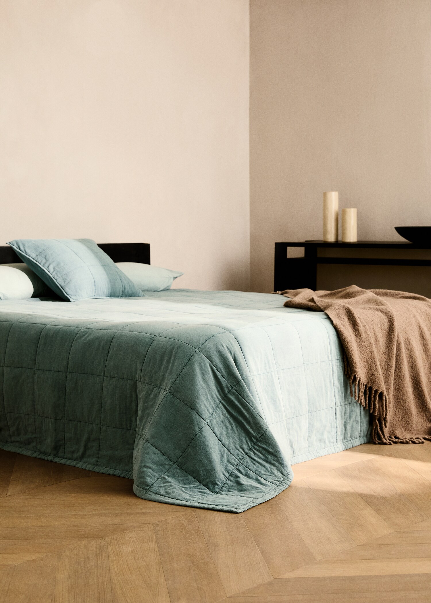 Cotton check garment-dyed quilt for 90/105 cm bed - General plane