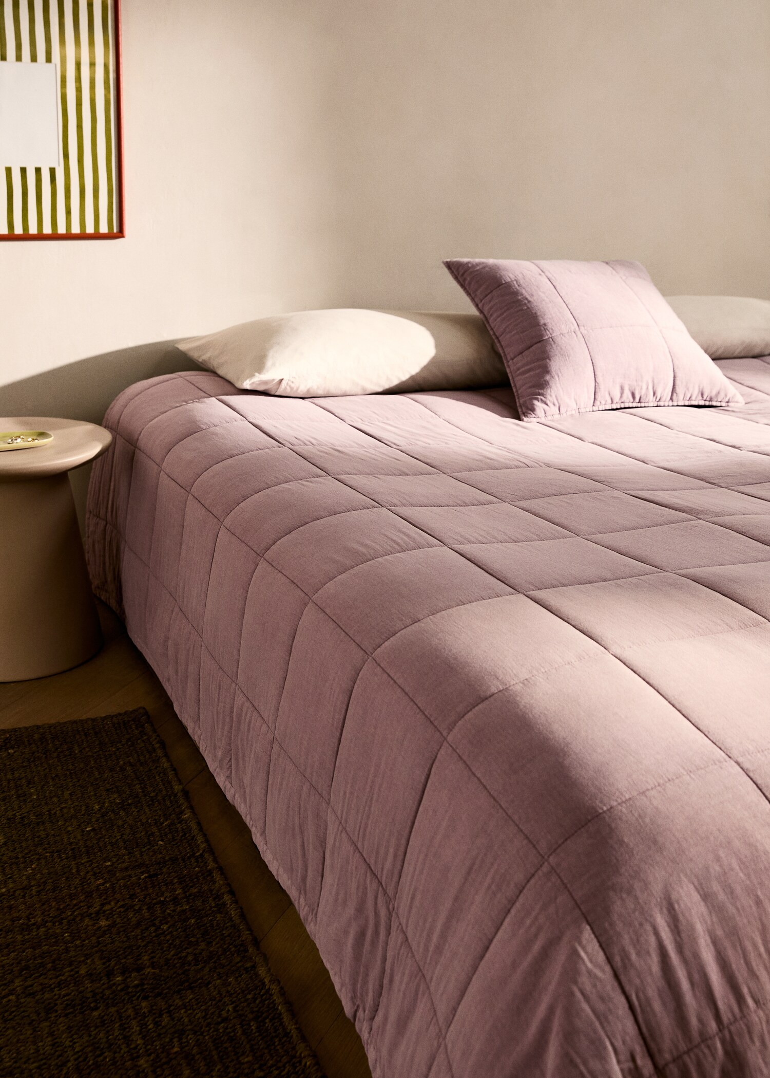 Cotton check garment-dyed quilt for 90/105 cm bed - General plane