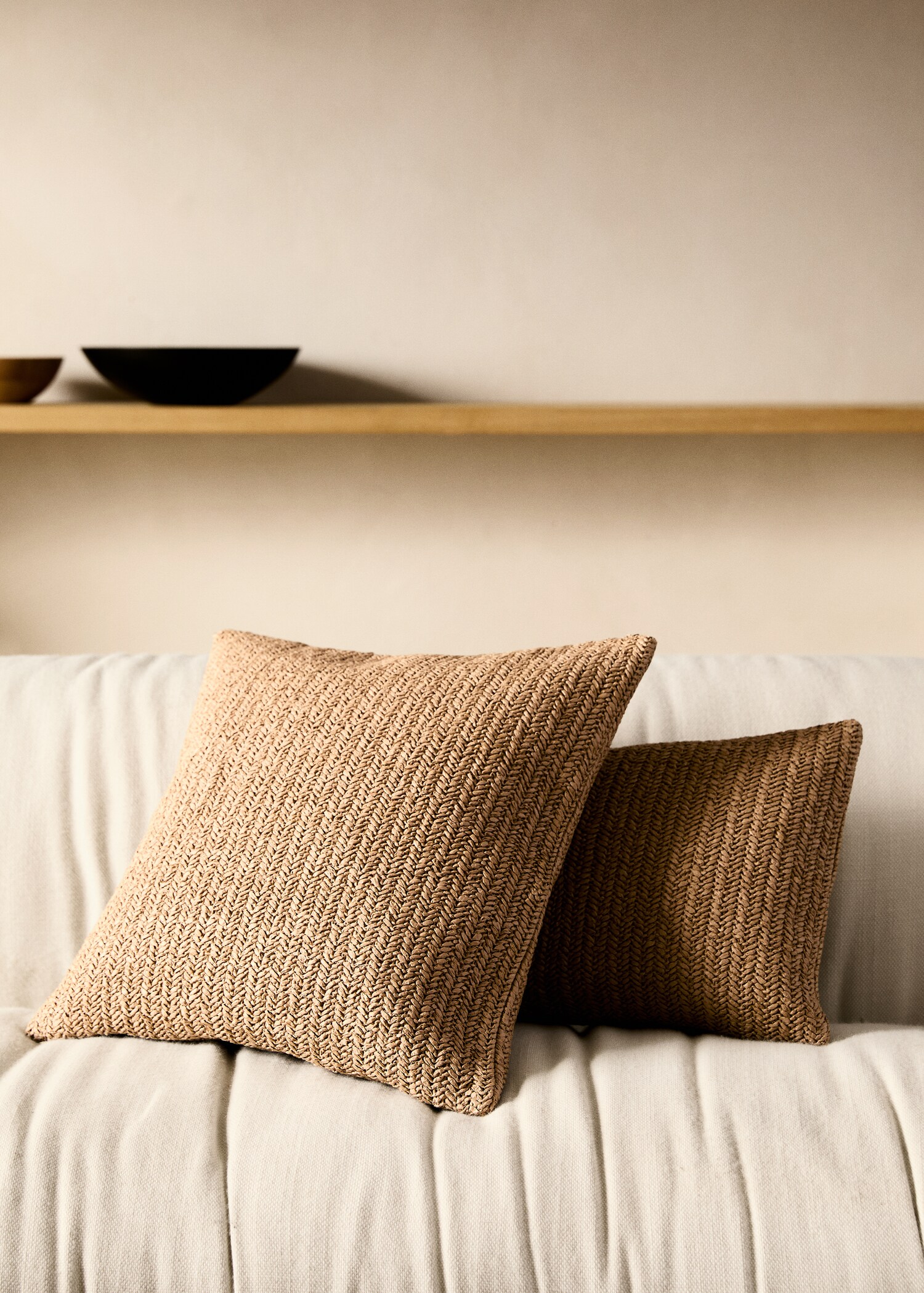 Funda coixí disseny trenat 45x45 cm - Pla general