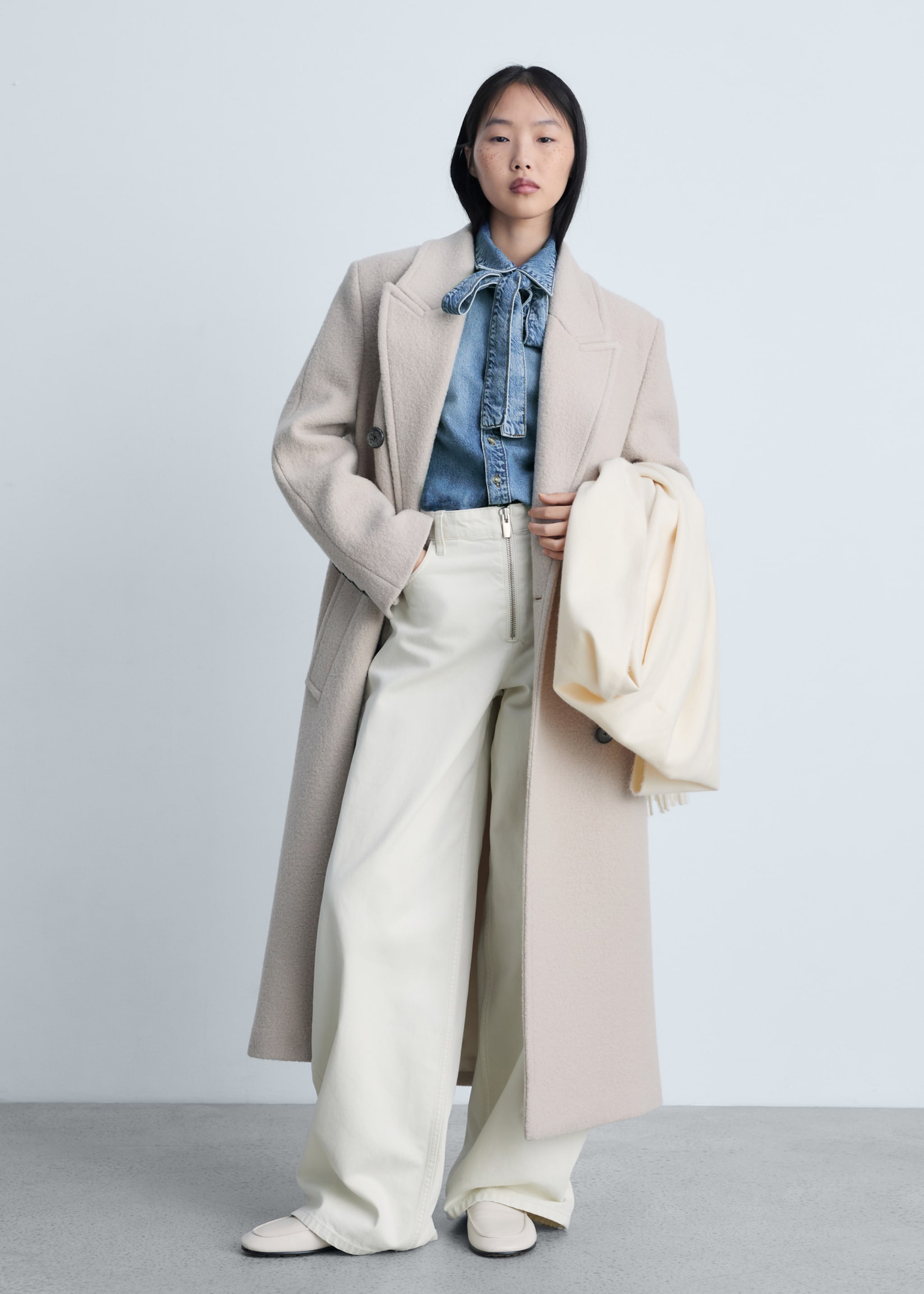 Denim shirt with bow - General plane, Medium Blue. Ref: 87083275-00.