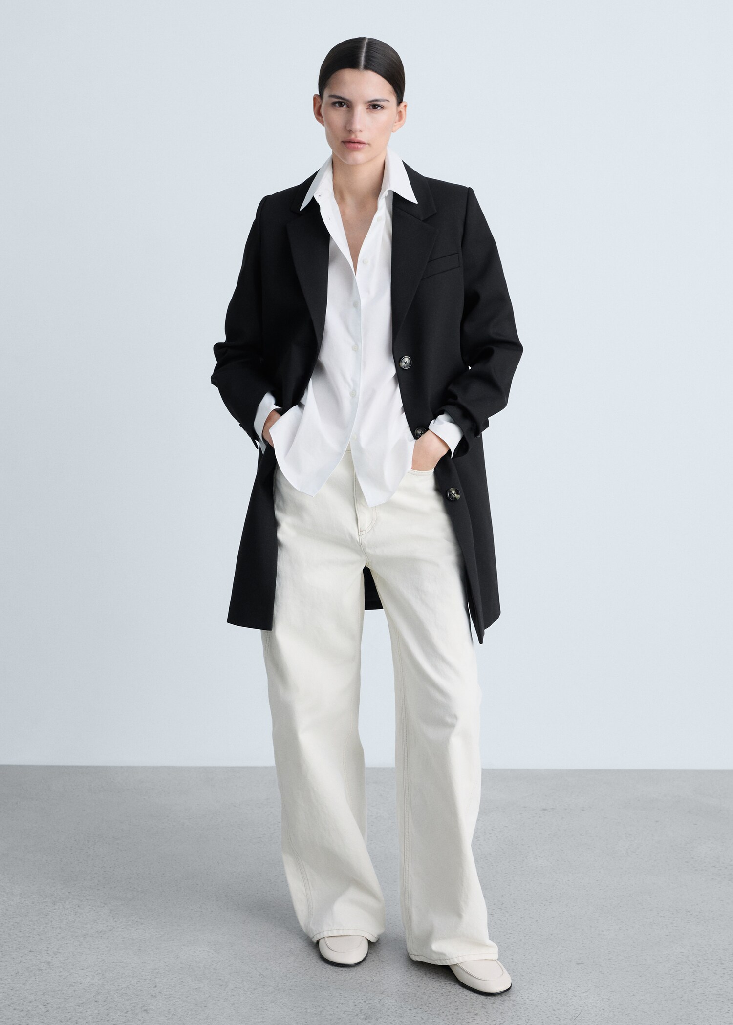 Midi-Mantel aus Baumwolle mit Knöpfen - Allgemeine Ansicht