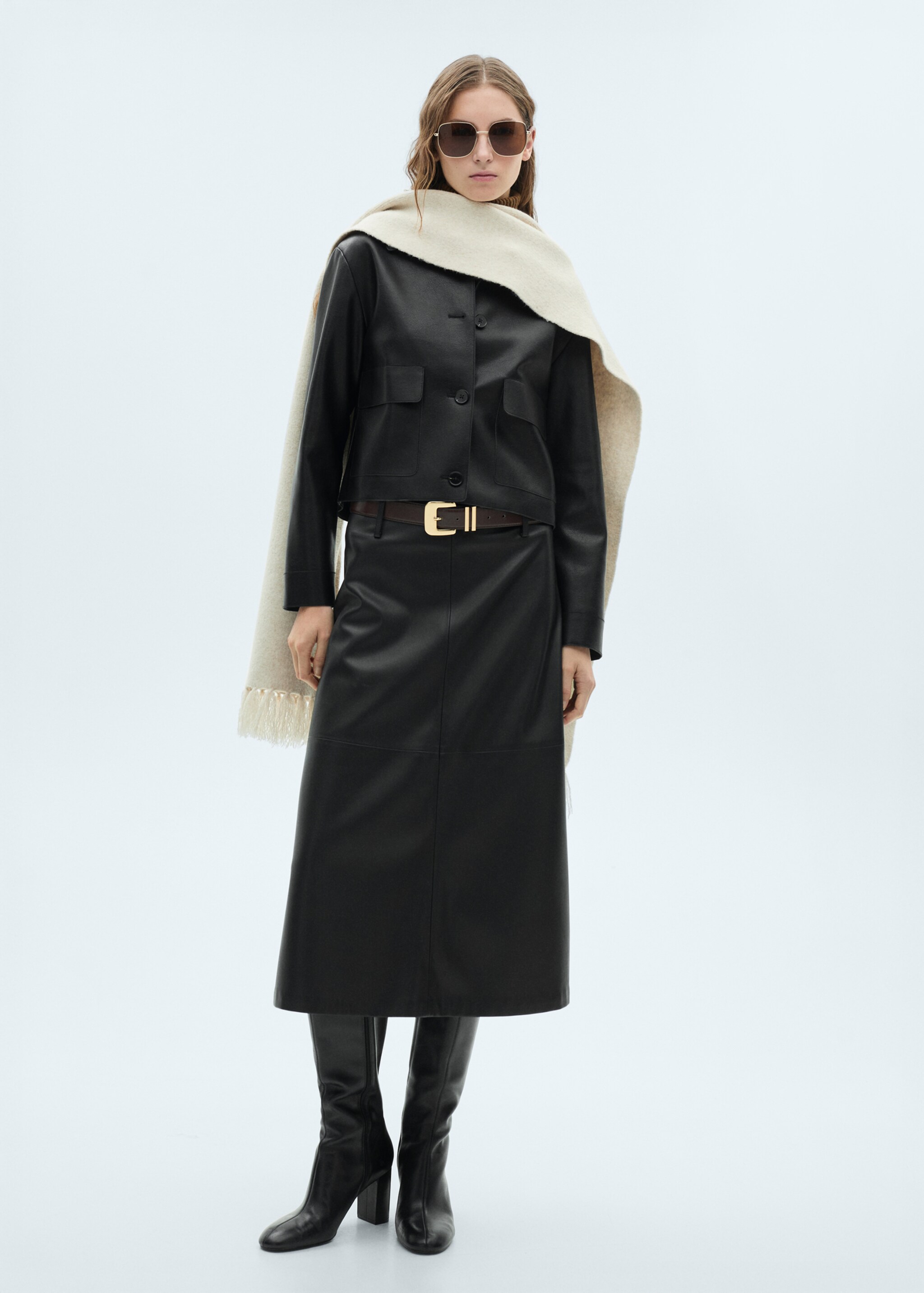 Faux-leather jacket with pockets - General plane, Black. Ref: 87084073-00.