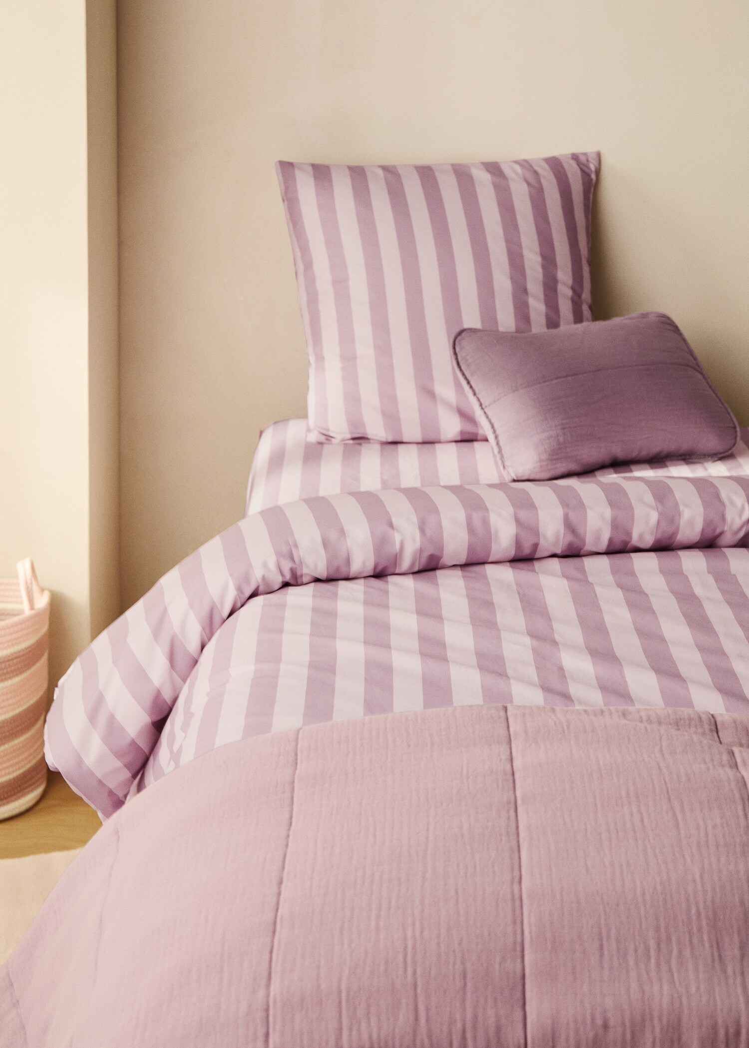 Grof gestreept dekbedovertrek van perkalkatoen voor kinderbed 90 cm - Overzichtstekening