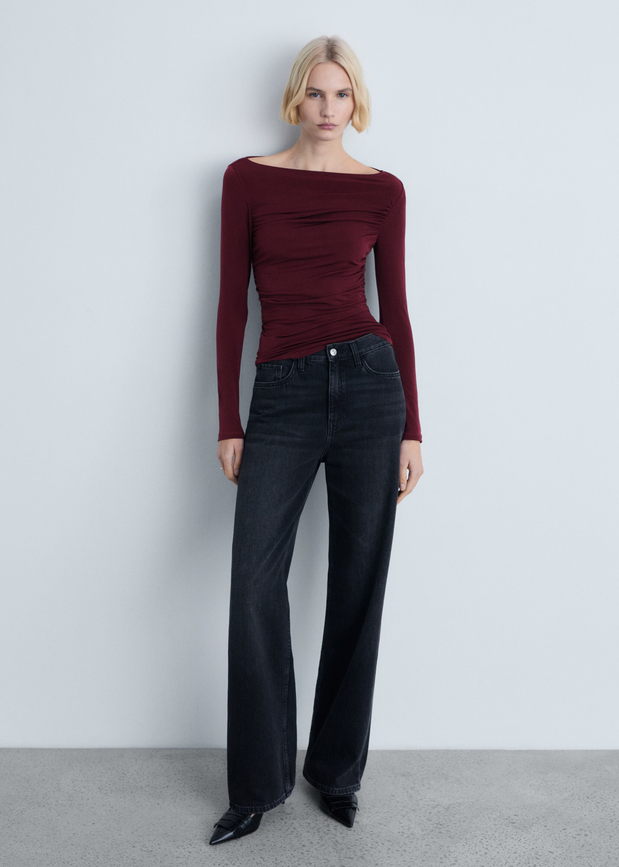 Draped fitted t-shirt - General plane, Wine. Ref: 87084091-00.