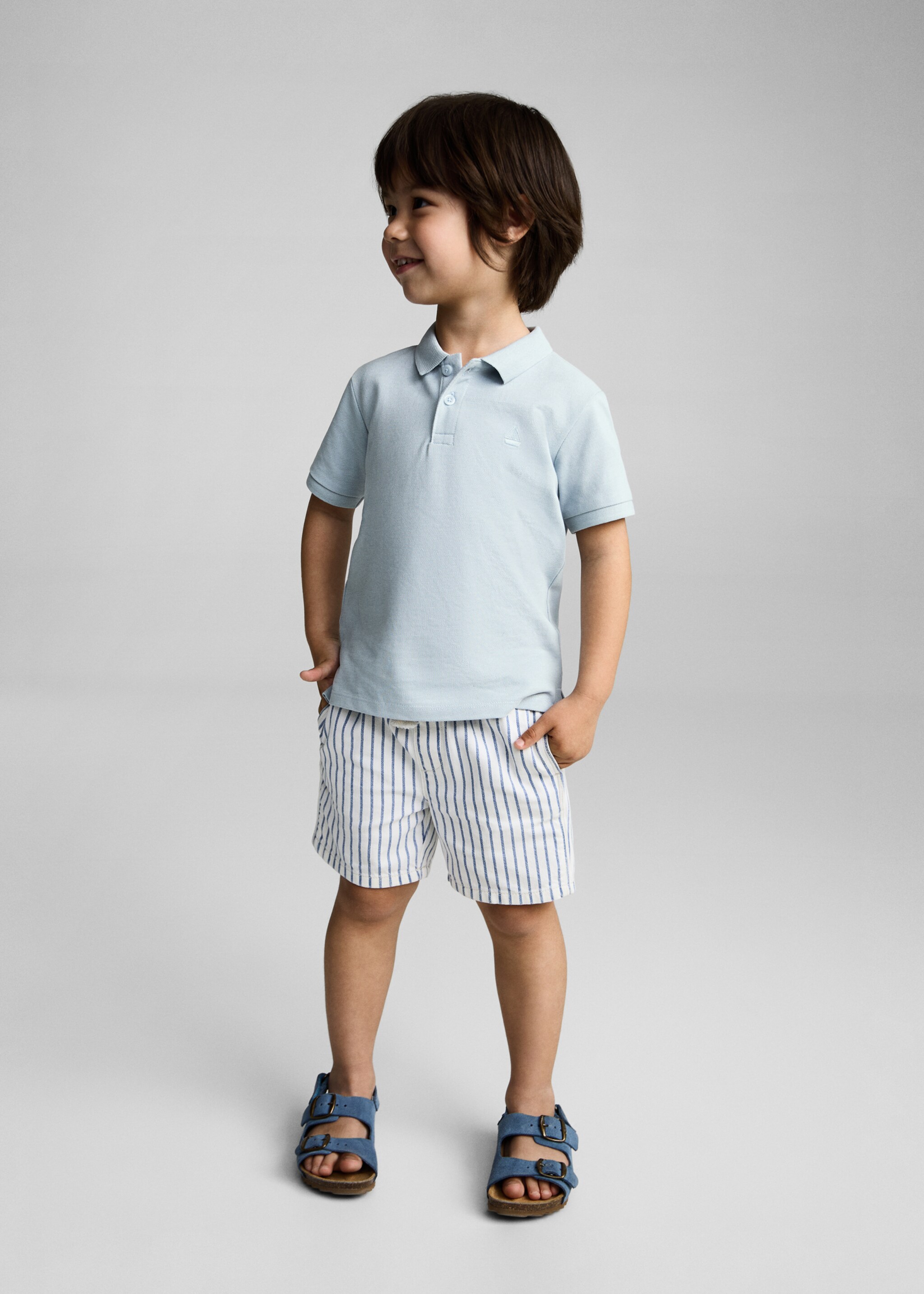 Polo maille manches courtes - Plan général, Bleu ciel. Ref: 87084390-00.