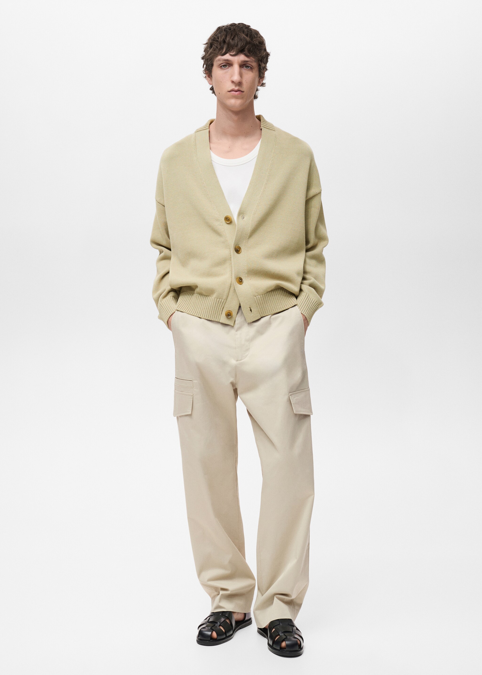 Relaxed-fit trousers with pocket - General plane, Pastel Yellow. Ref: 87084395-00.