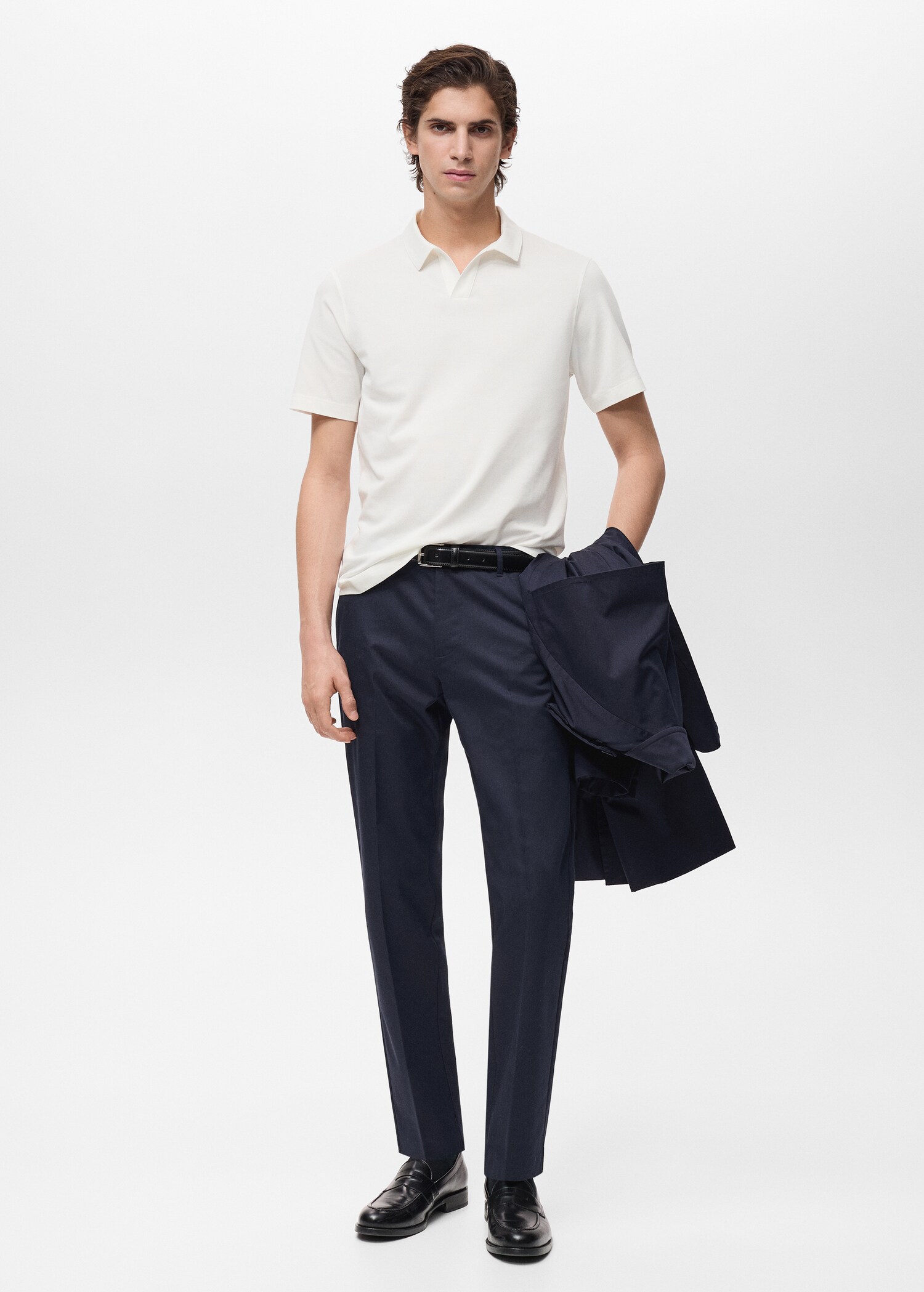 Slim Fit-Poloshirt aus Baumwoll-Piqué - Allgemeine Ansicht