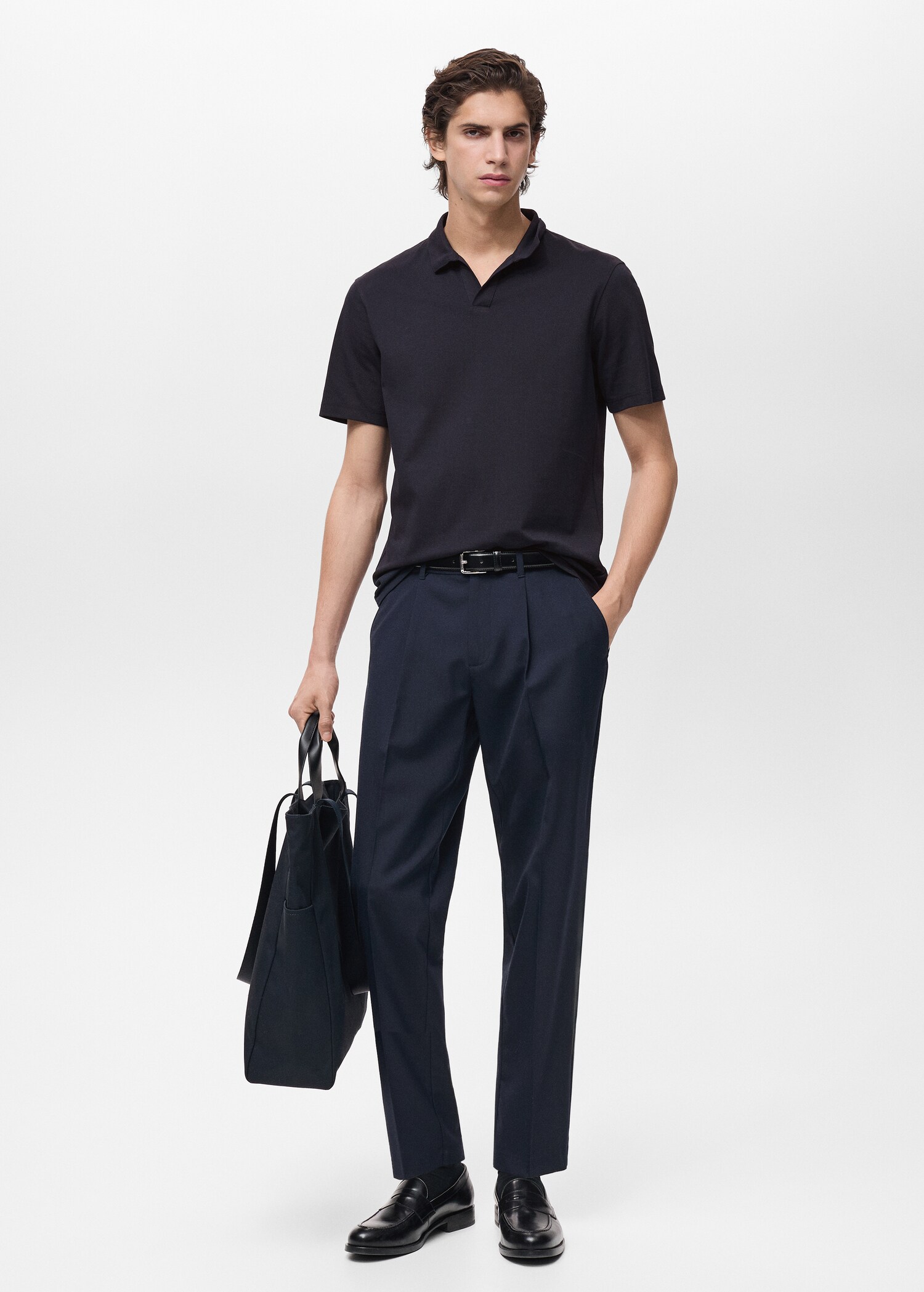 Slim Fit-Poloshirt aus Baumwoll-Piqué - Allgemeine Ansicht