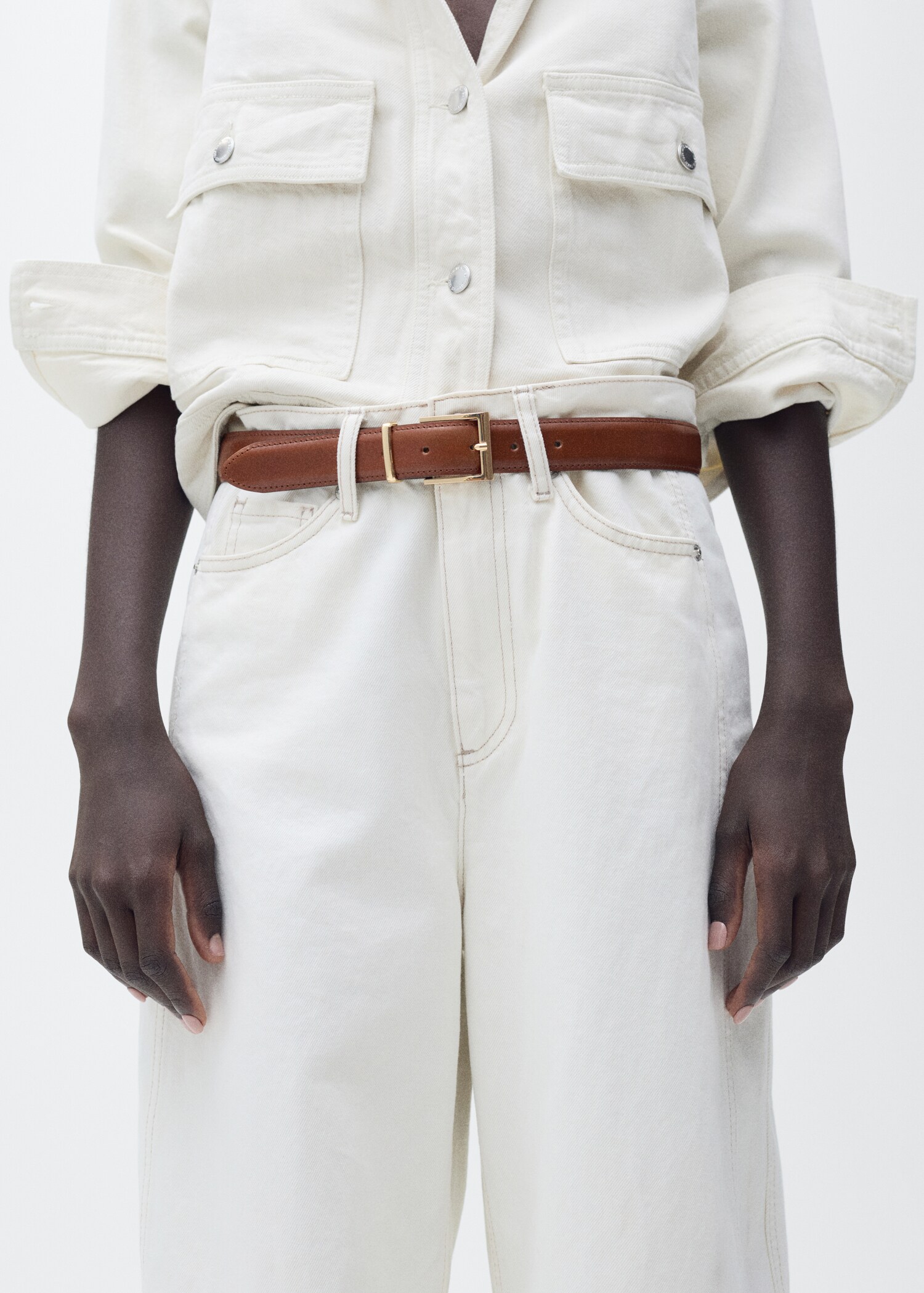 Ceinture cuir boucle carrée - Plan général