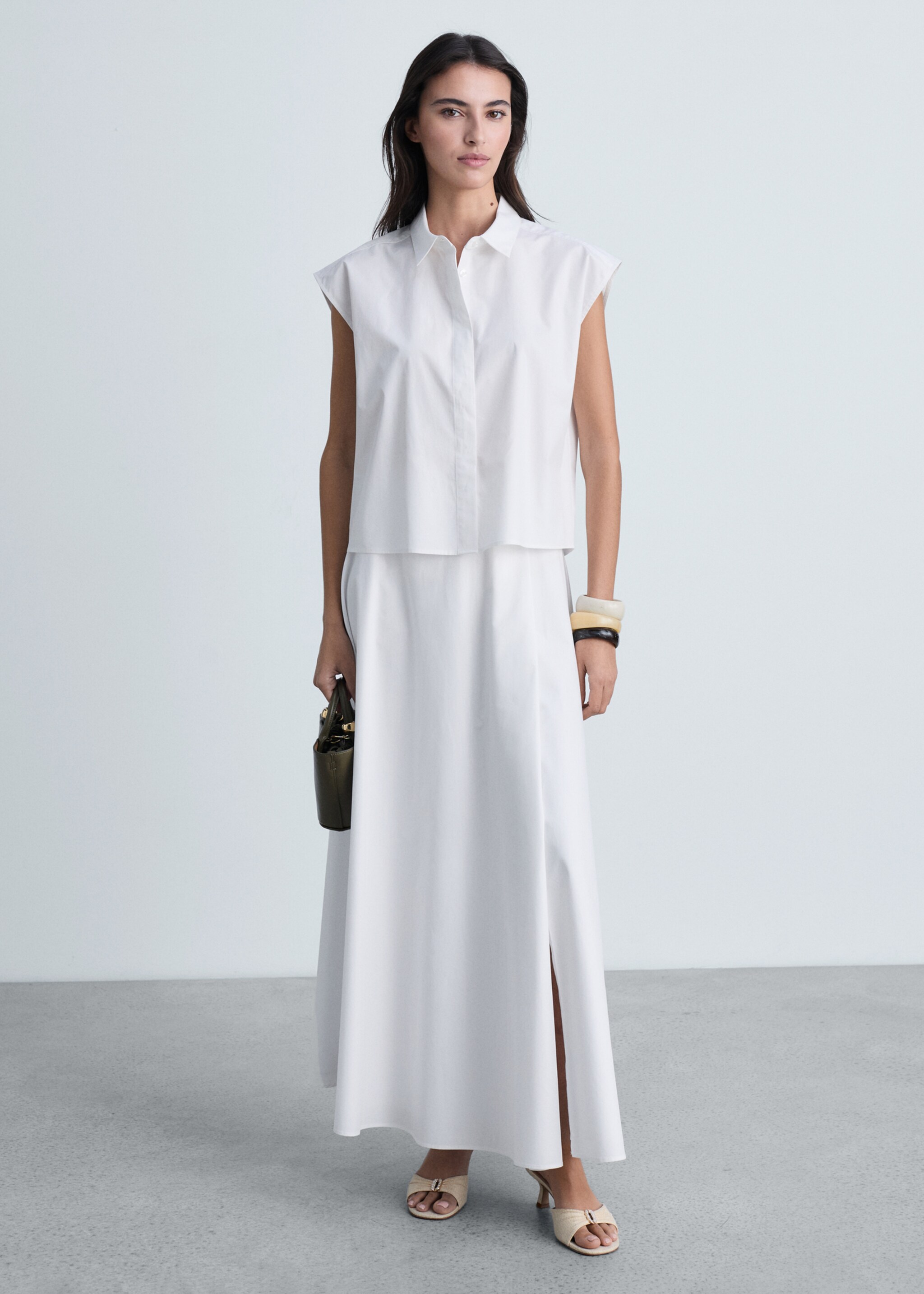 Chemise popeline sans manches - Plan général, Blanc. Ref: 87084777-00.