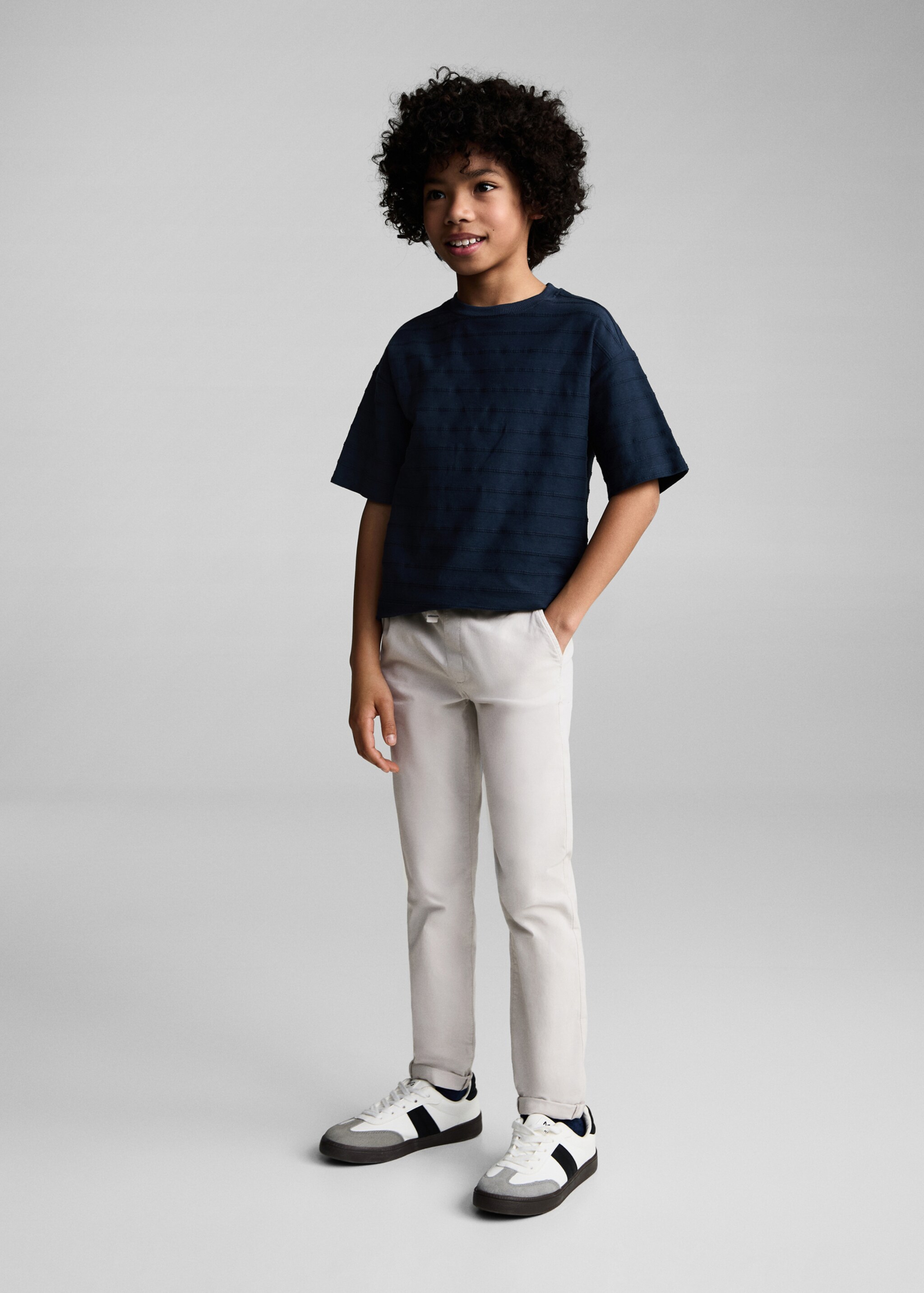 Slim-fit cotton trousers - General plane, Ice Grey. Ref: 87084791-00.