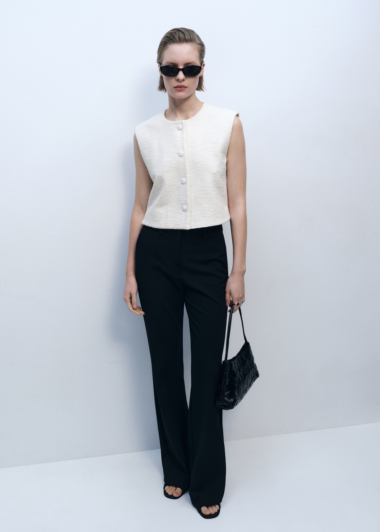 Tweed waistcoat with buttons - General plane