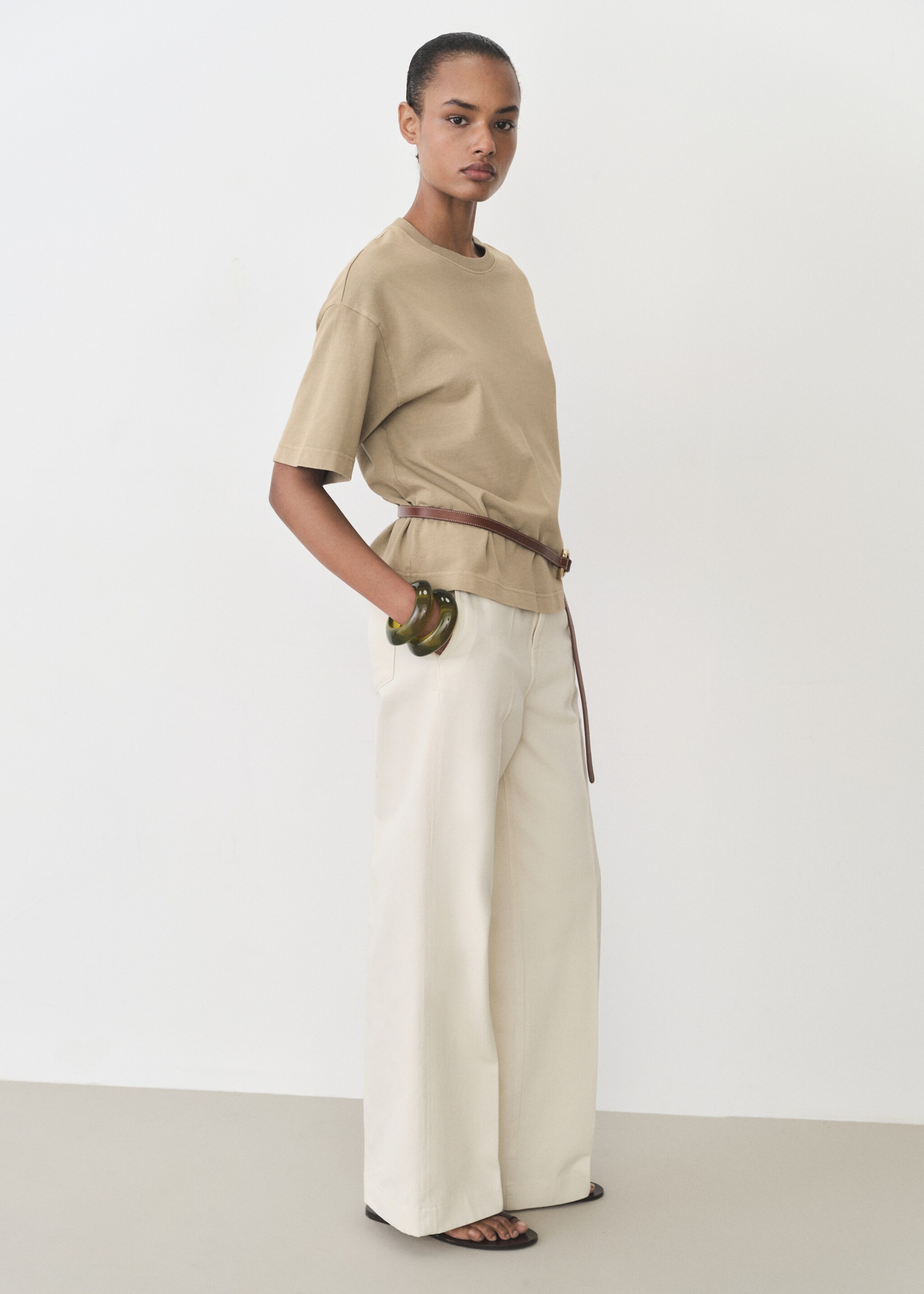 Oversized cotton t-shirt - General plane, Khaki. Ref: 87085756-00.