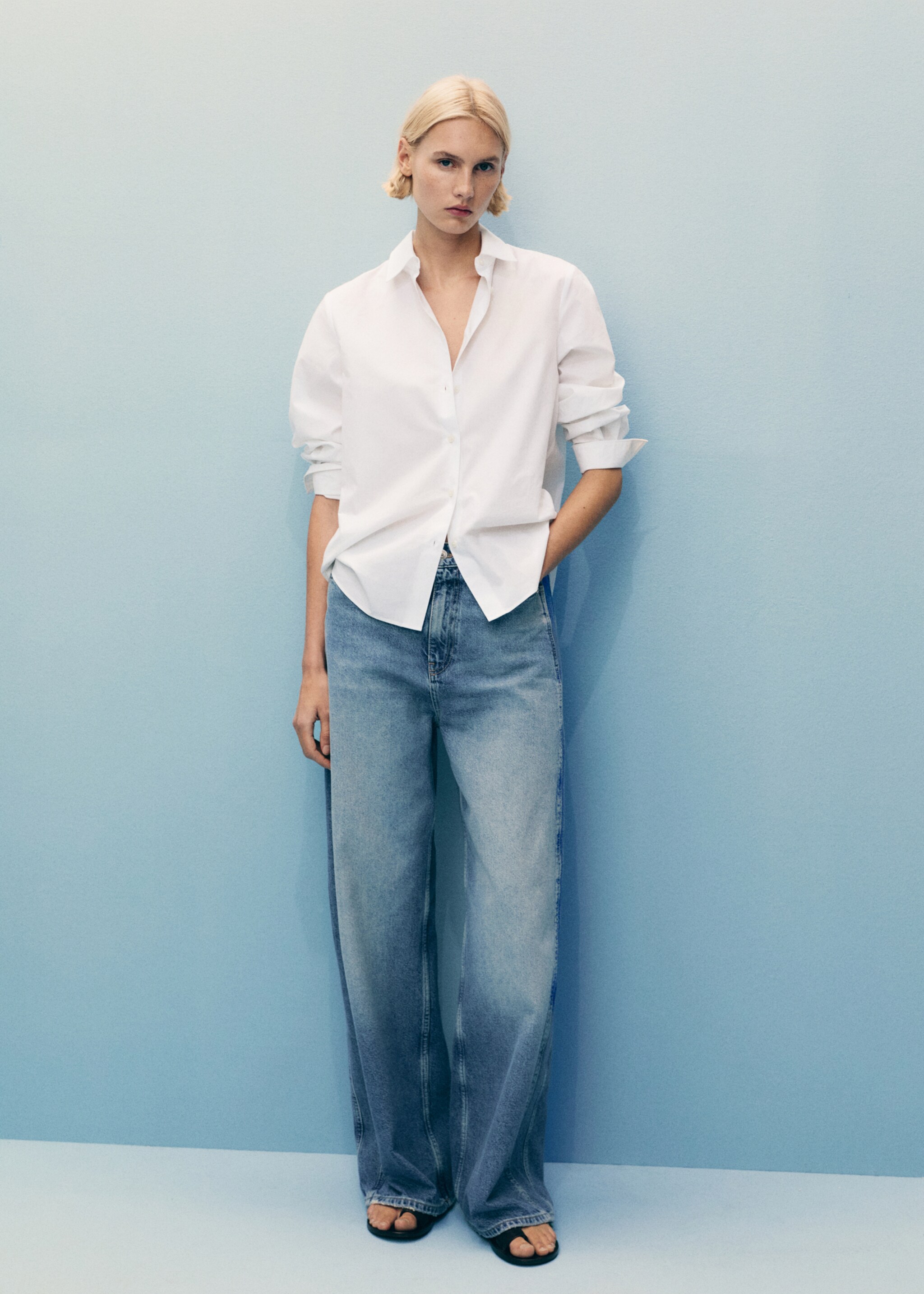 High-rise balloon jeans - General plane, Medium Blue. Ref: 87085760-00.