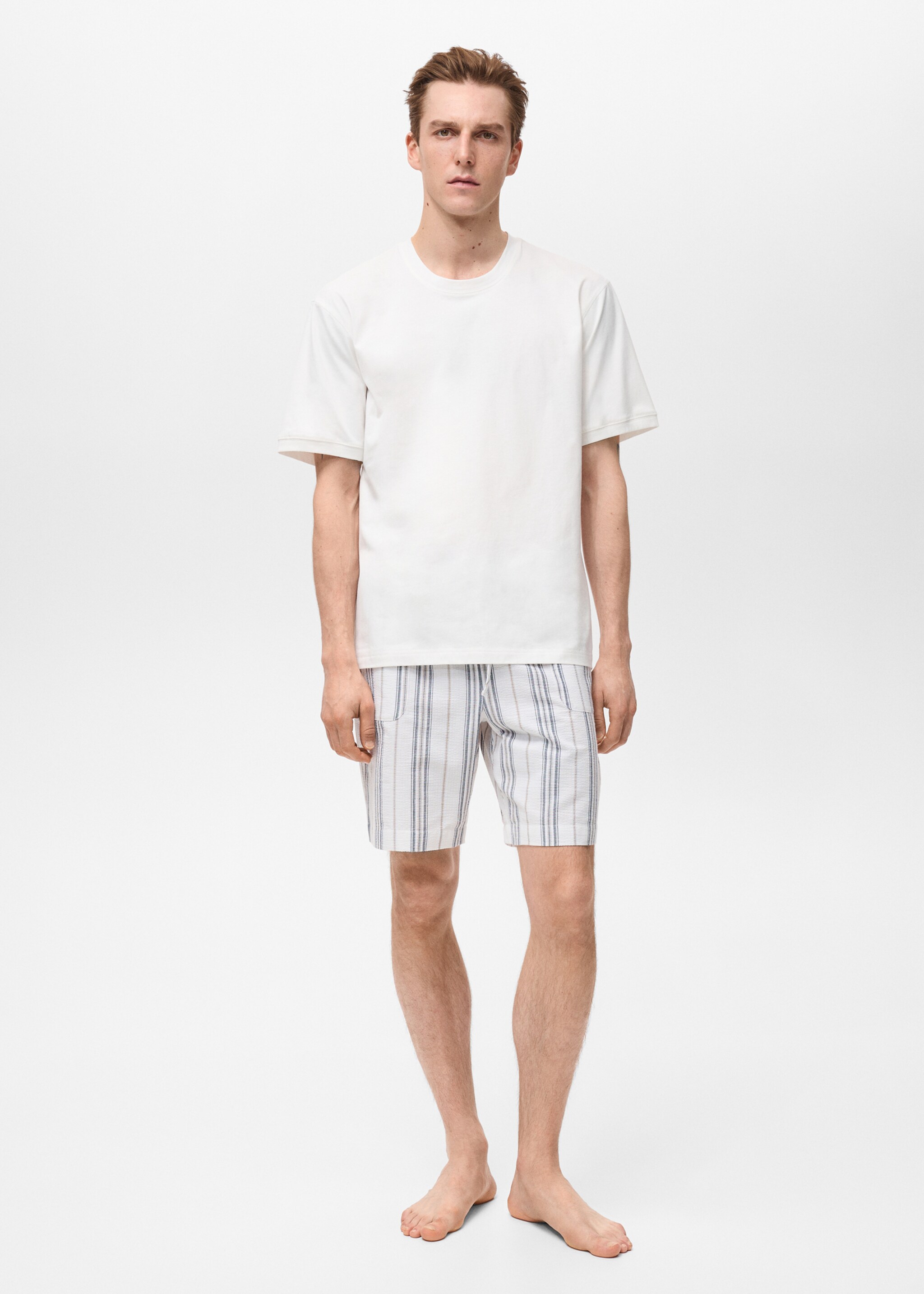 Pack of 100% cotton short pyjamas - General plane, Ecru. Ref: 87085938-00.