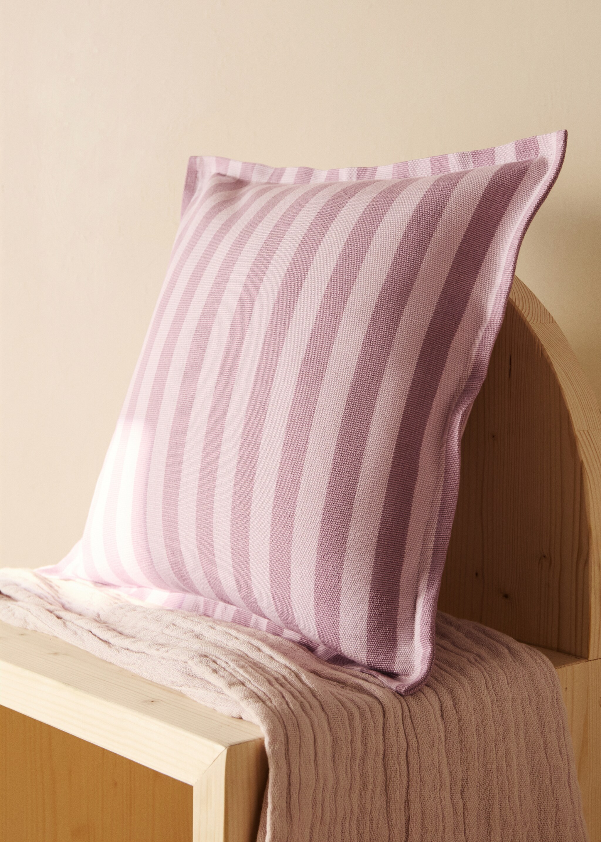 Children's woven stripe cushion cover 40x40 cm - General plane, Pink. Ref: 87085985-00.