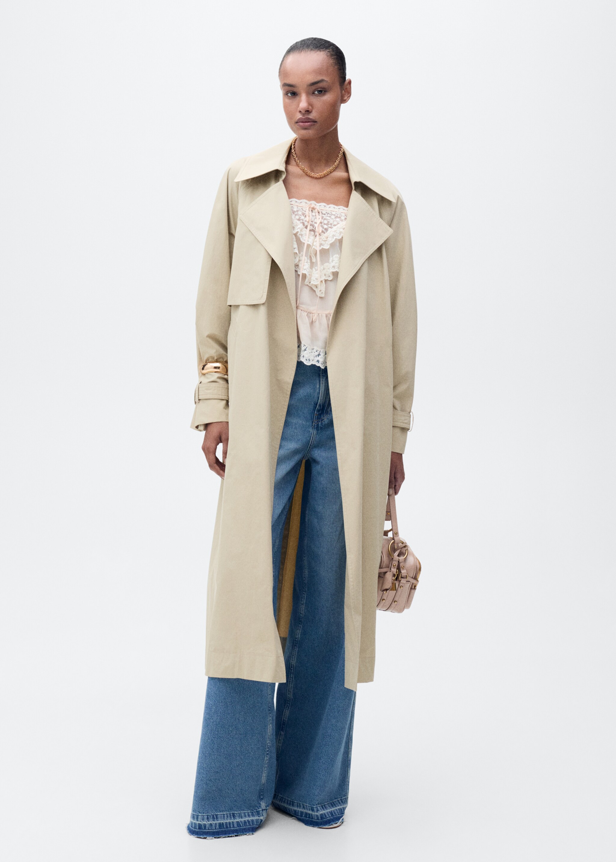 Cotton trench coat with belt - General plane, Beige. Ref: 87086343-00.