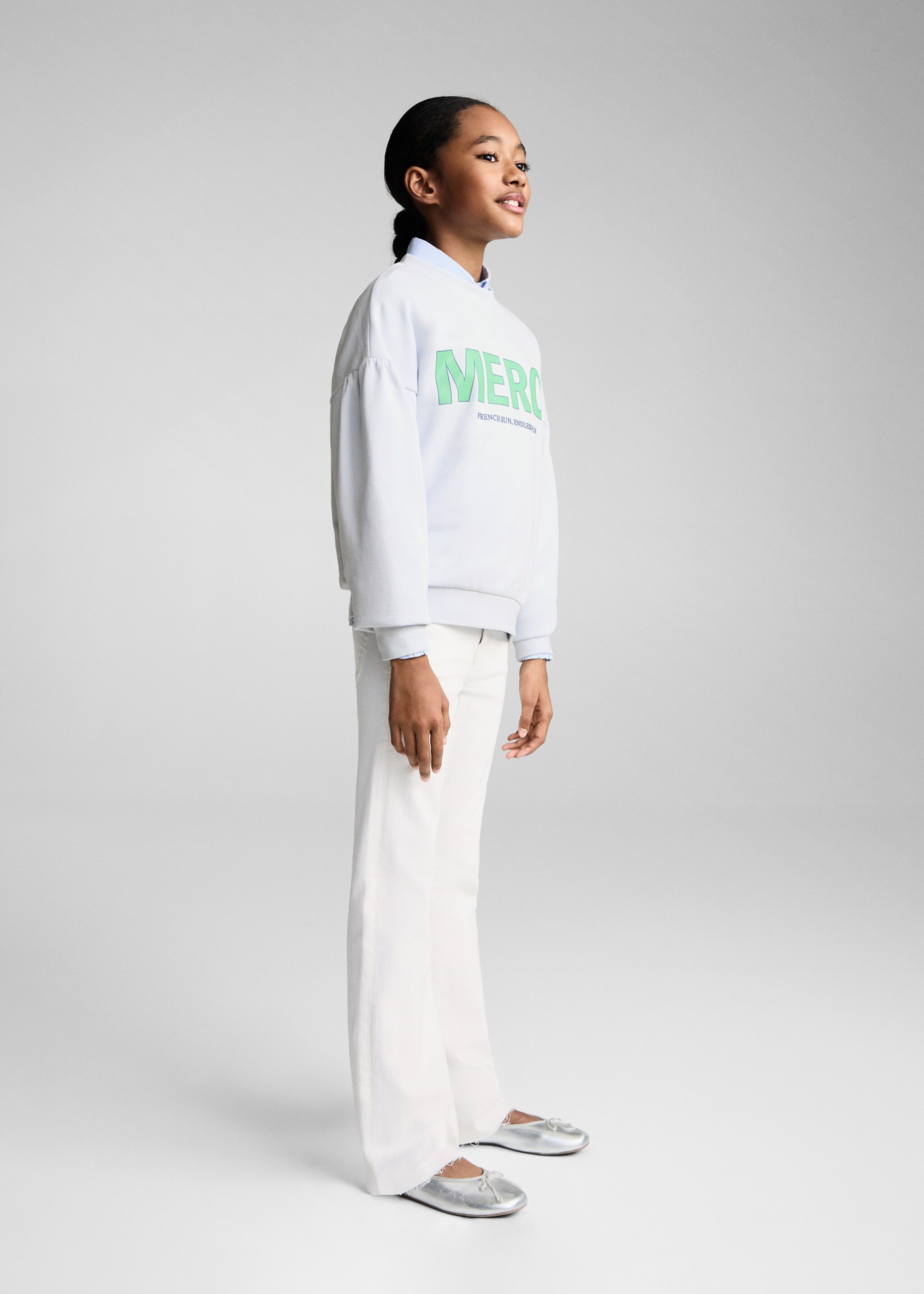 Sudadera algodón mensaje - Plano general, Azul celeste. Ref: 87086711-00.