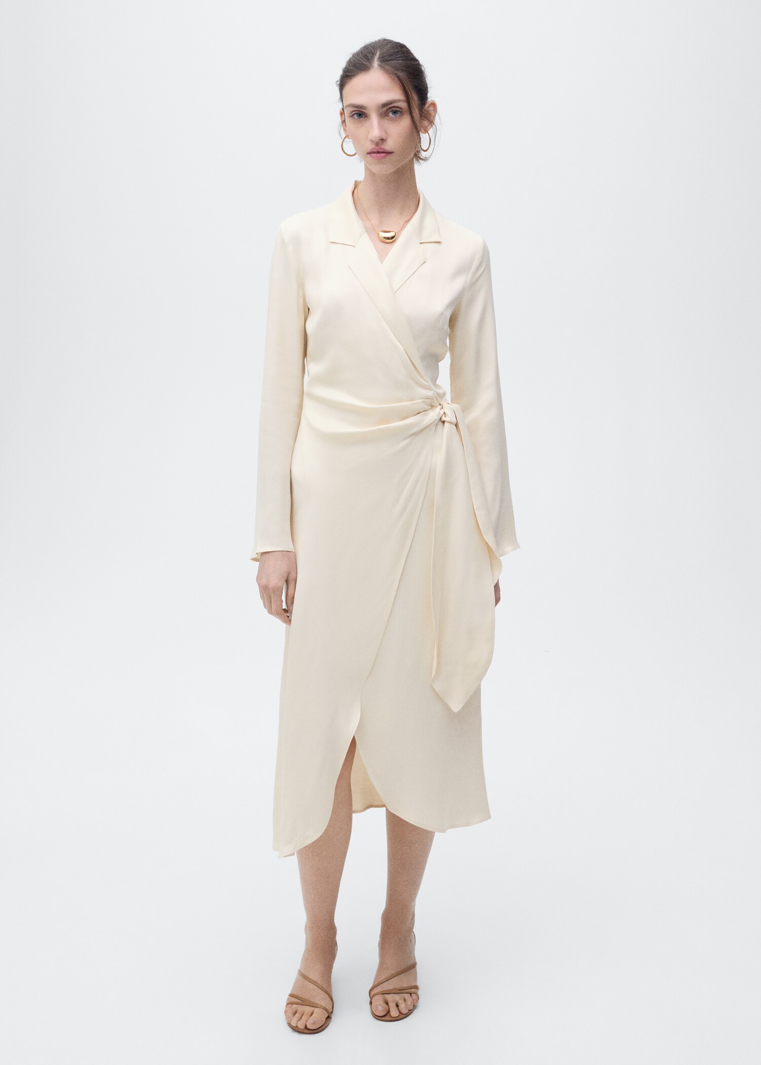 Wrap midi-dress with knot - General plane