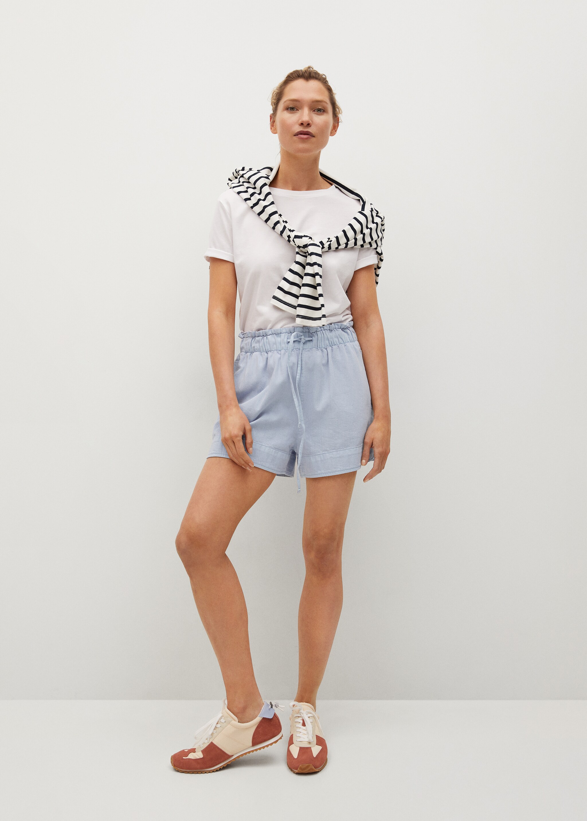 Cotton drawstring waist shorts - General plane