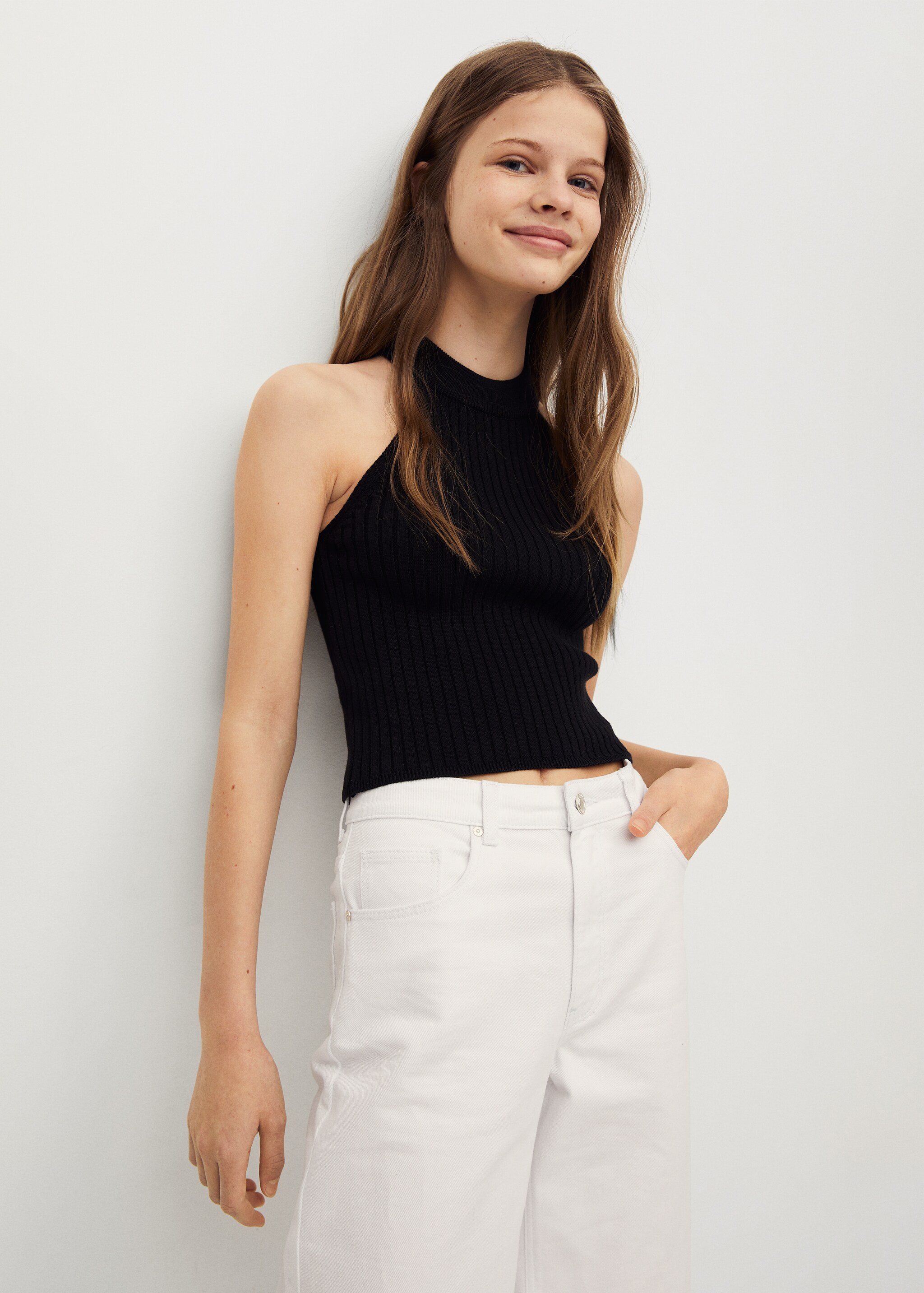 Ribbed halter neck top - General plane