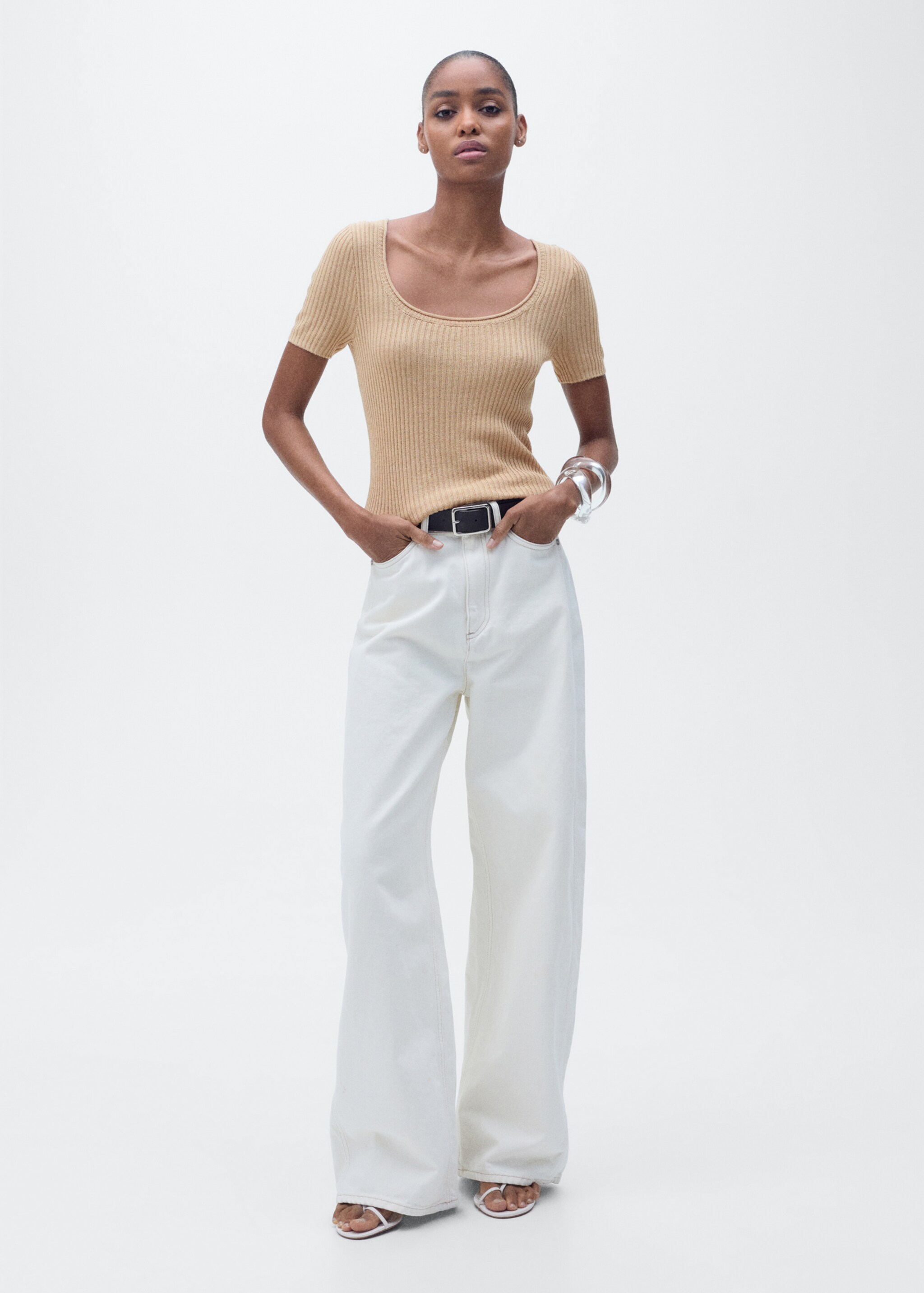 Jersei punt barreja lli - Pla general, Marró mitjà. Ref: 87087167-00.