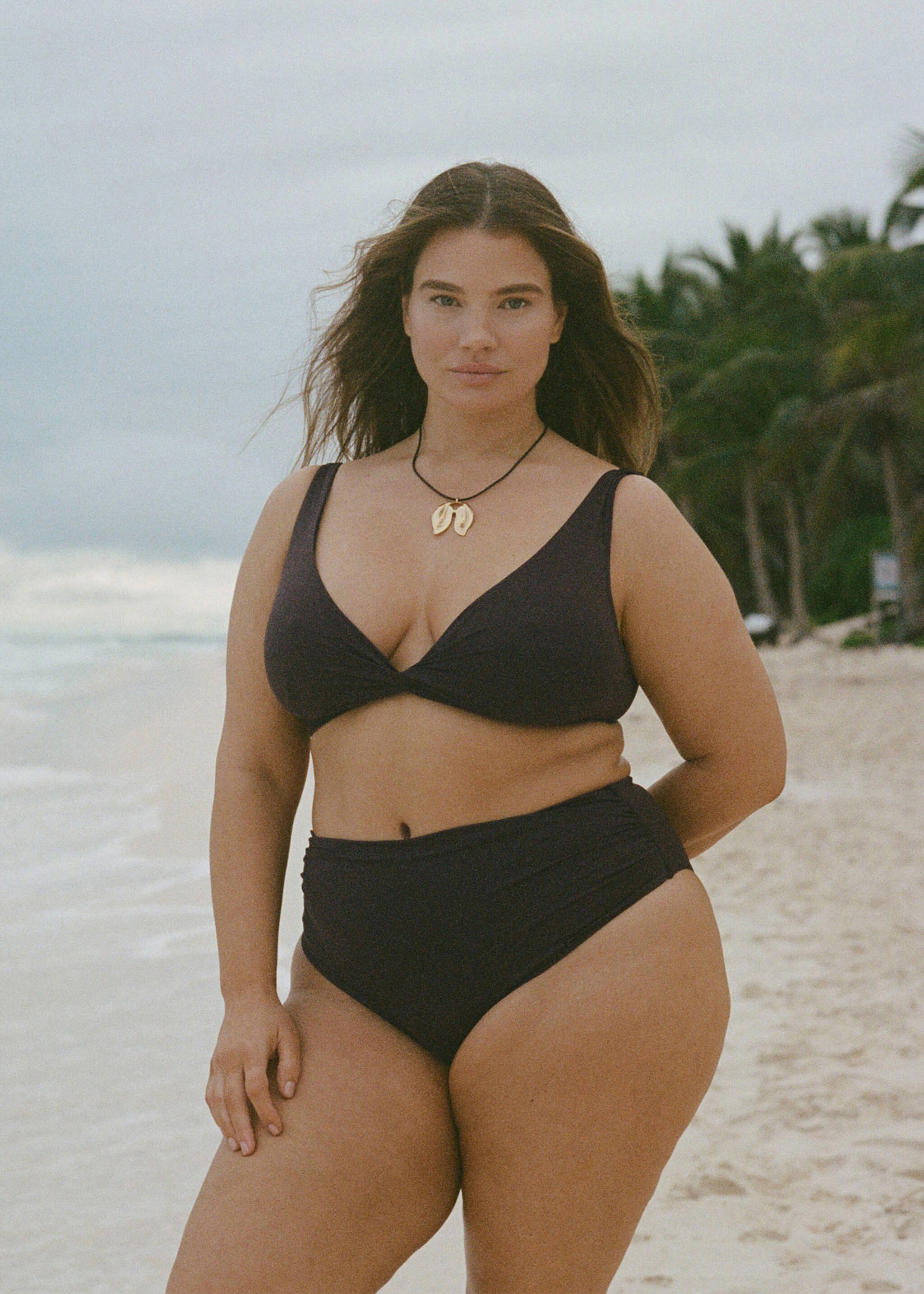 Draped bikini top - General plane, Chocolate. Ref: 87087675-00.