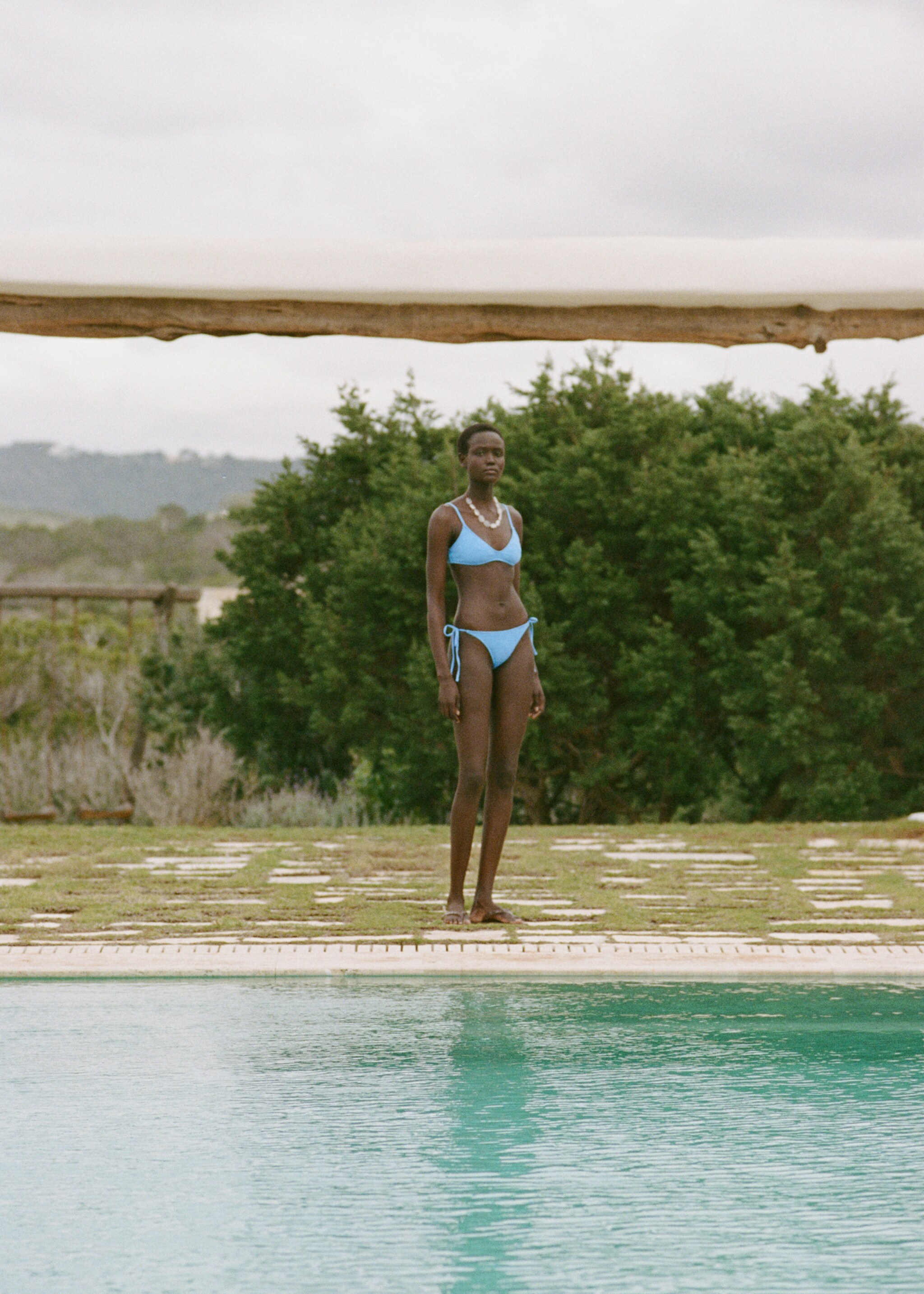 Floral-embroidered bikini bottoms - General plane, Sky Blue. Ref: 87087676-00.