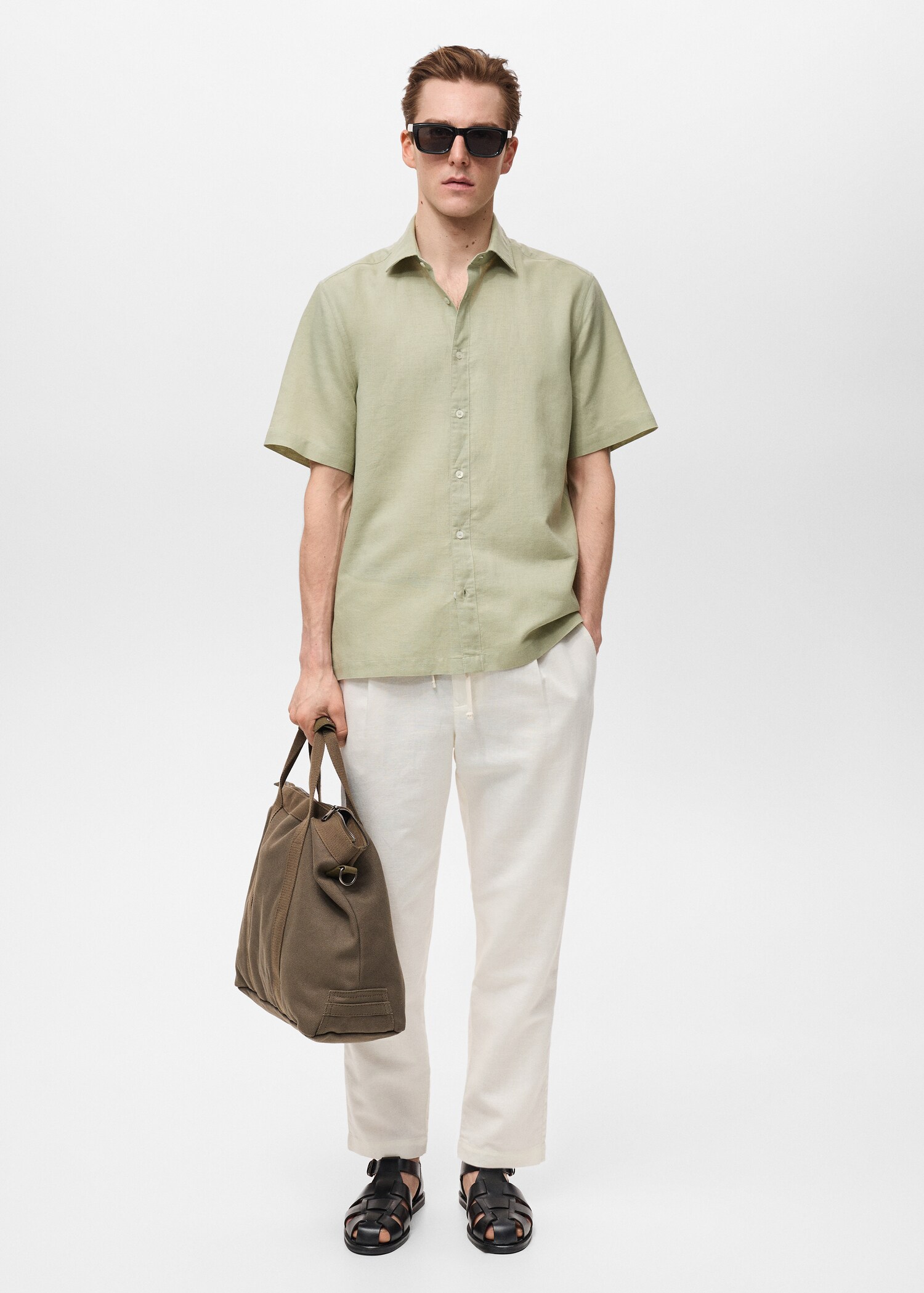 Kurzärmliges Leinenhemd - Allgemeine Ansicht