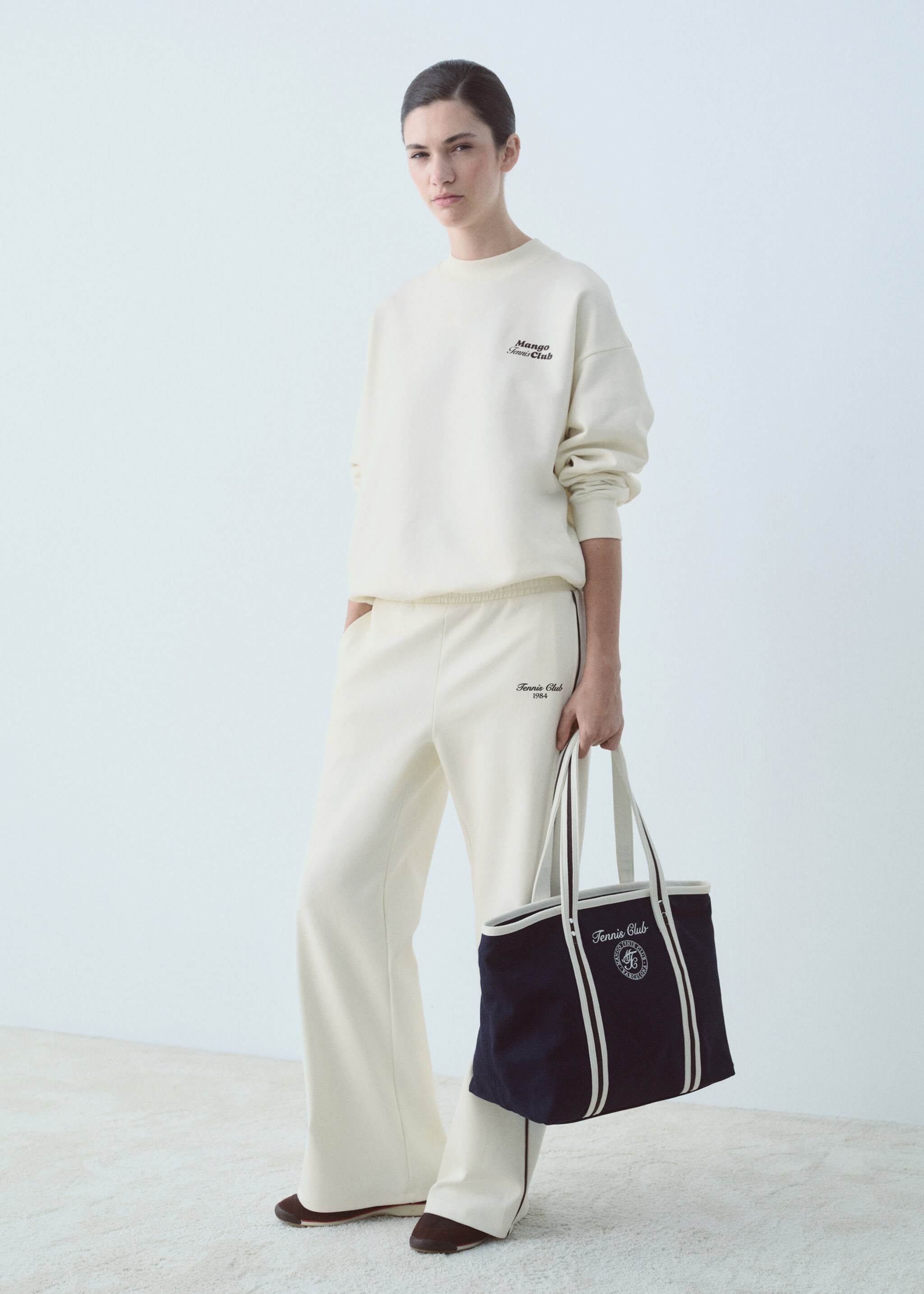 Sweat-shirt coton message imprimé - Plan général, Écru. Ref: 87087903-00.