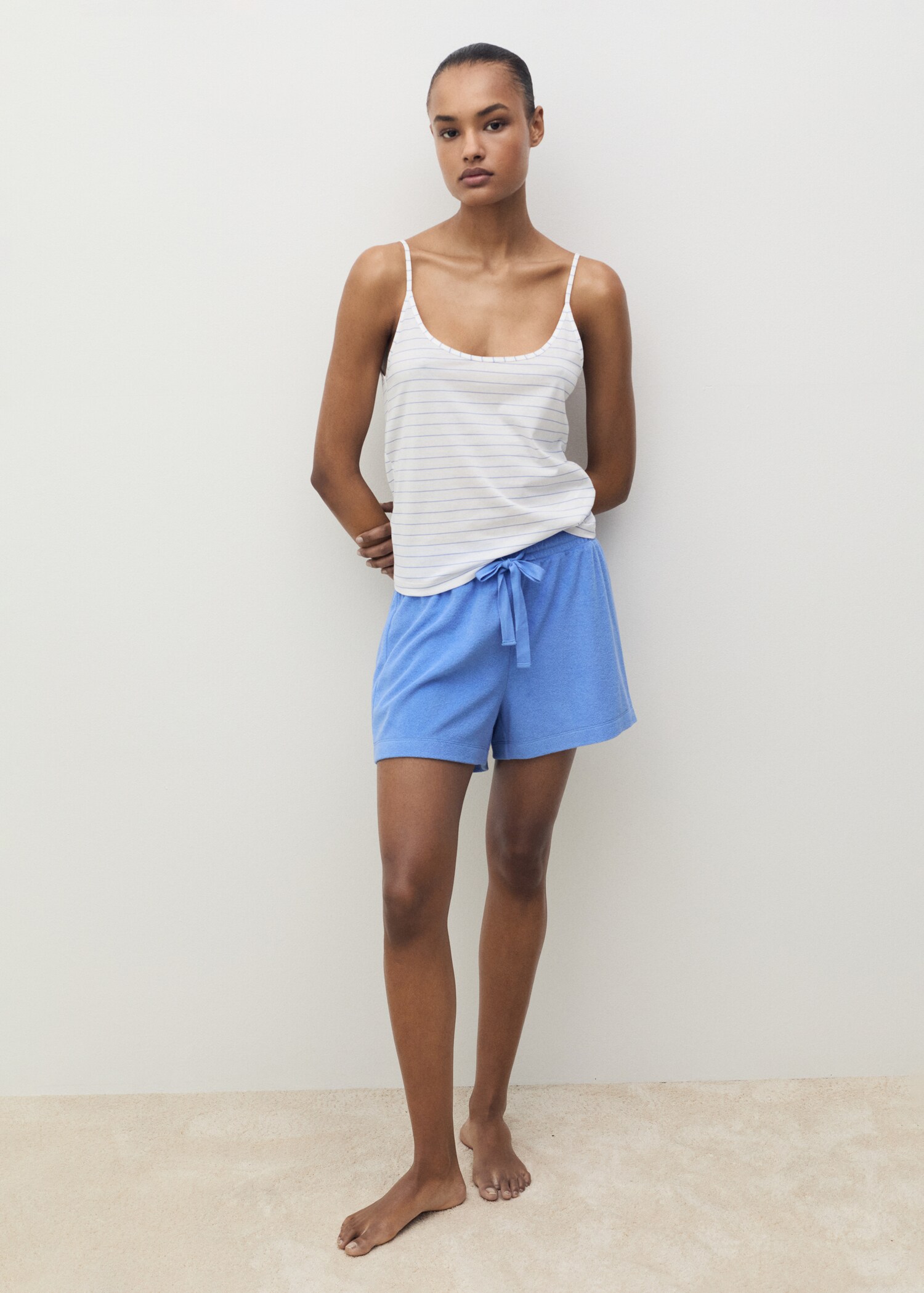 Haut de pyjama en coton à rayures - Plan général