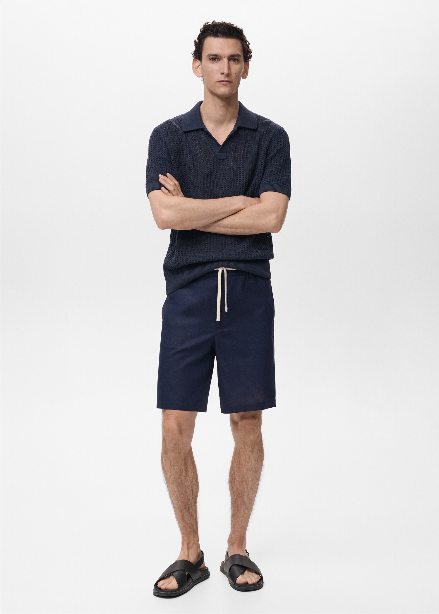 Bermudashorts aus Baumwolle mit Leinen - Allgemeine Ansicht