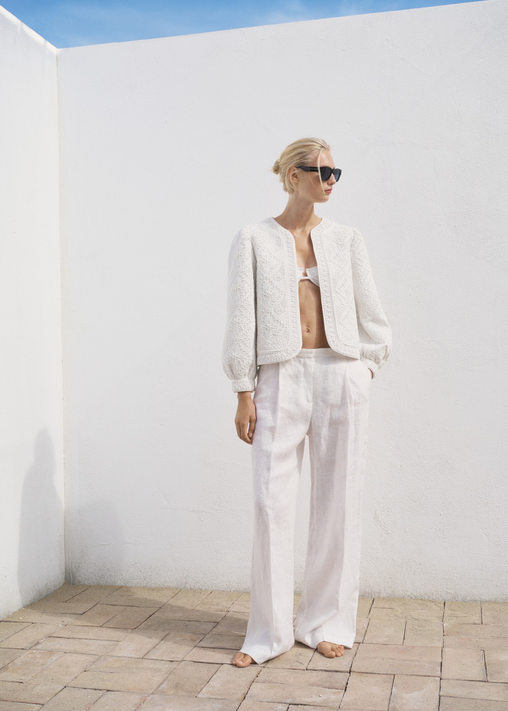 Embroidered cotton jacket - General plane, White. Ref: 87089219-00.