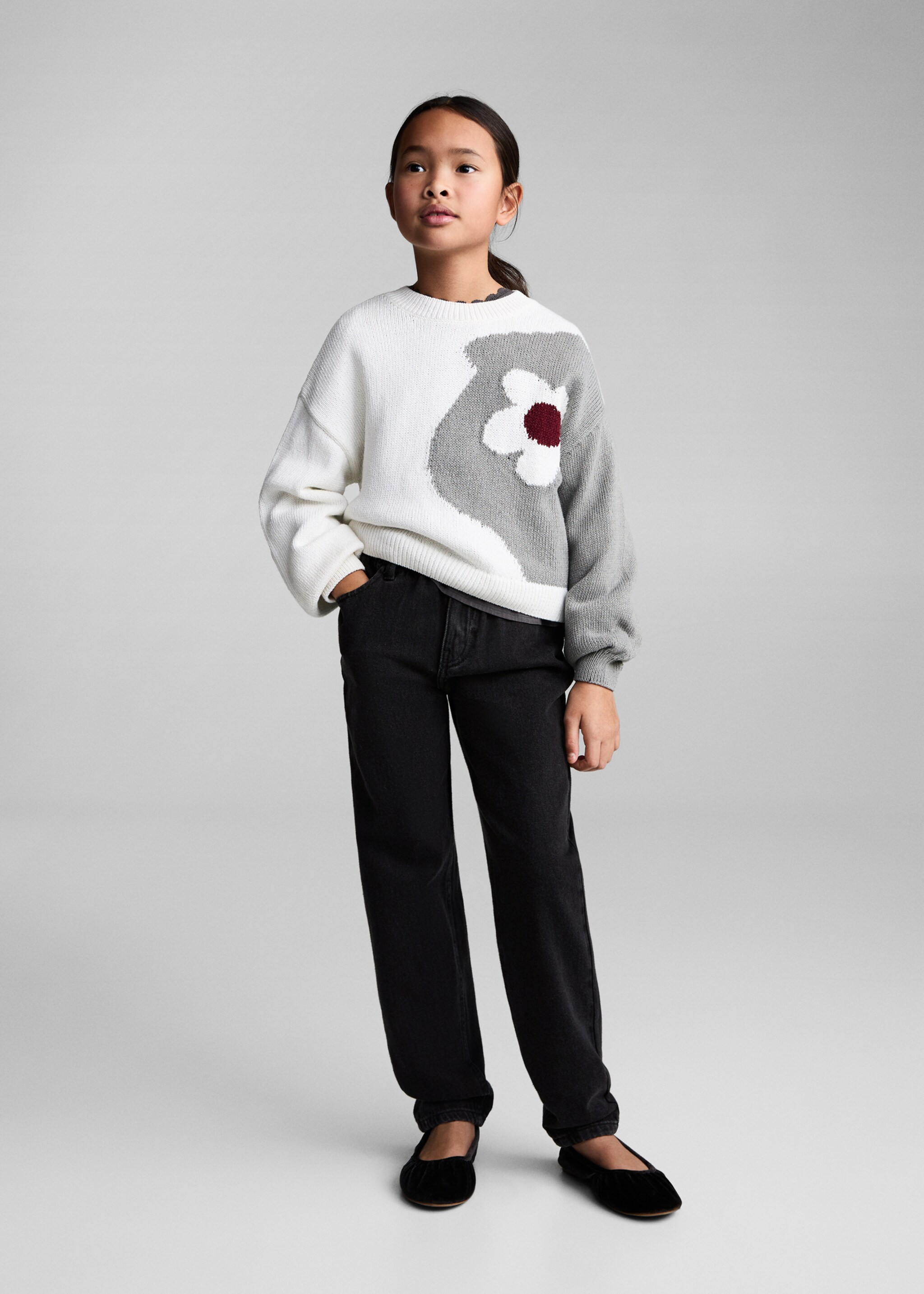 Paperbag jeans - Overzichtstekening, Black denim. Ref: 87090413-00.