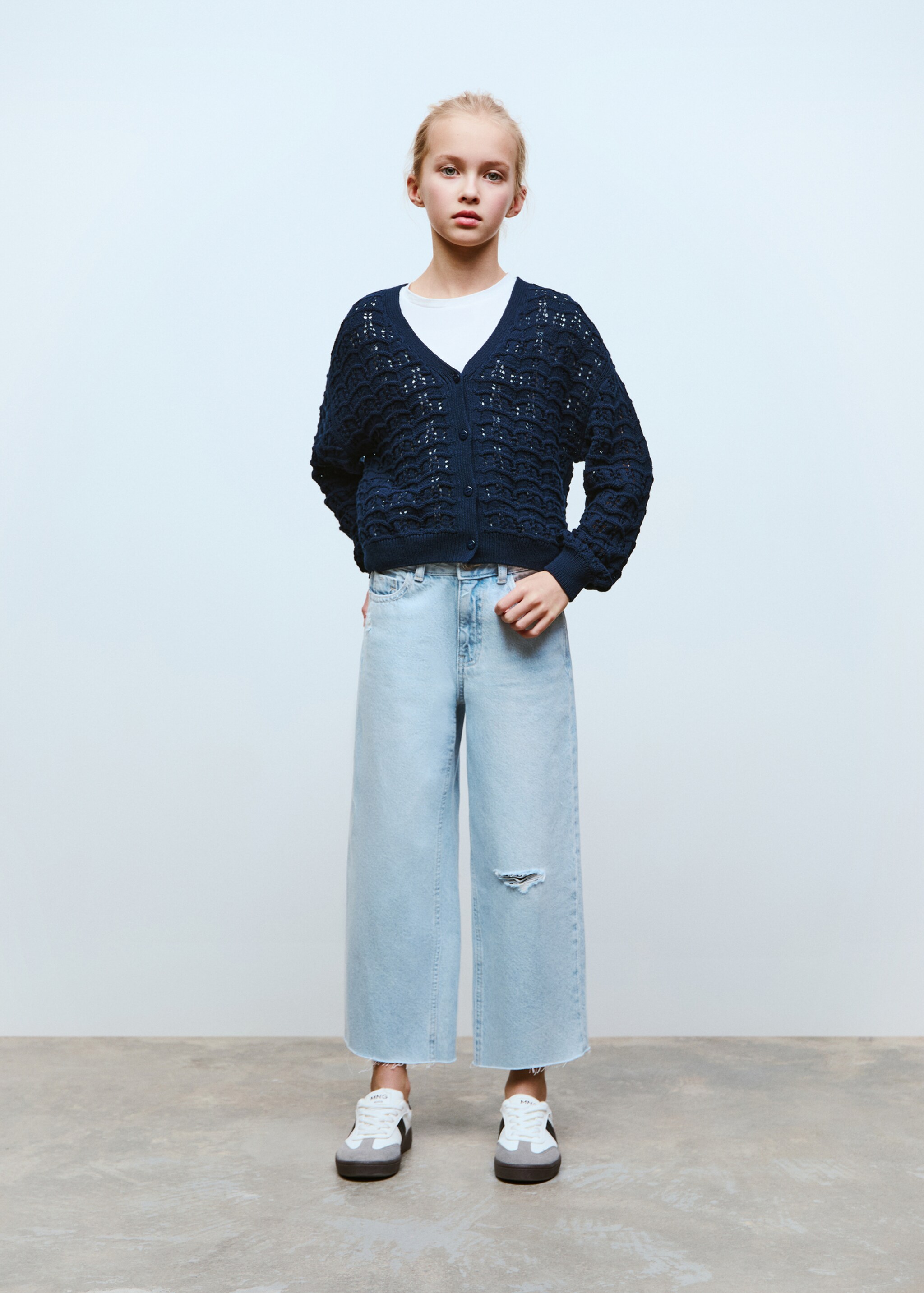 Frayed hem culotte jeans - General plane, Light Blue. Ref: 87090414-00.