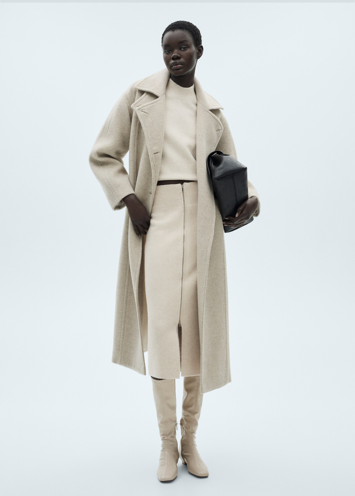 Jupe midi maille fermeture Éclair - Plan général