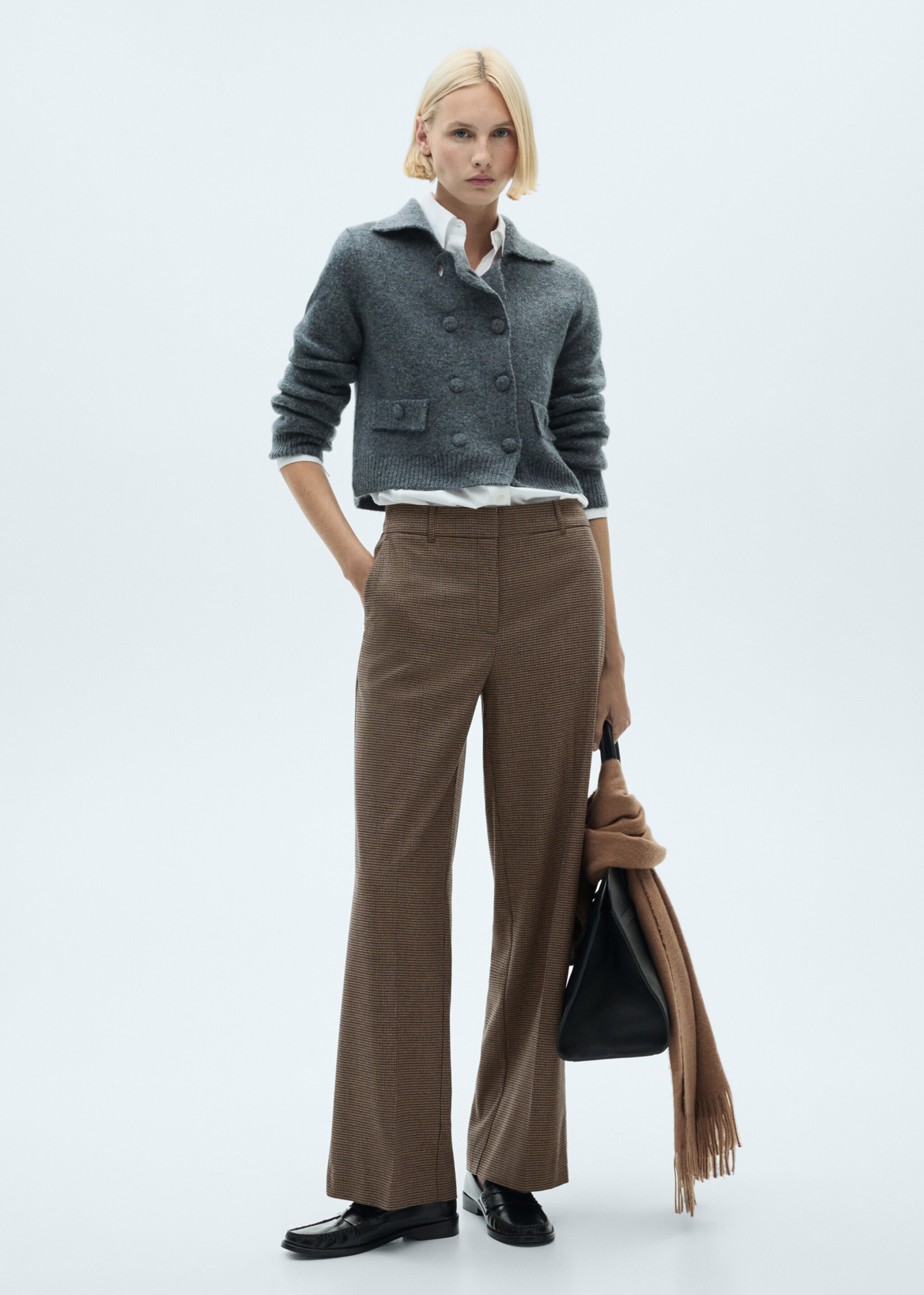 Mid-rise wide leg trousers - General plane, Blue. Ref: 87090444-00.
