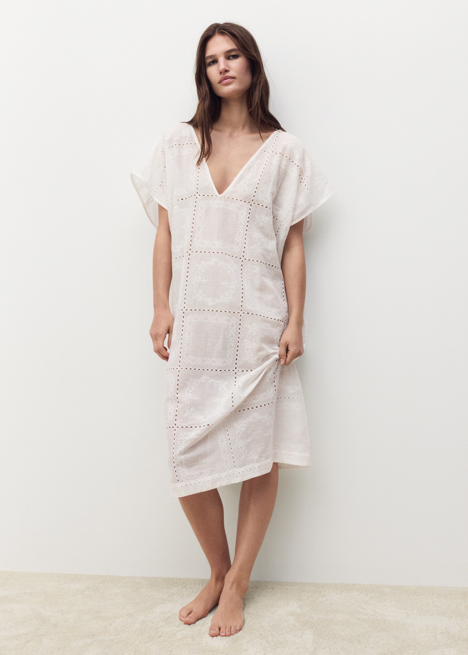 100% ramie embroidered caftan - General plane