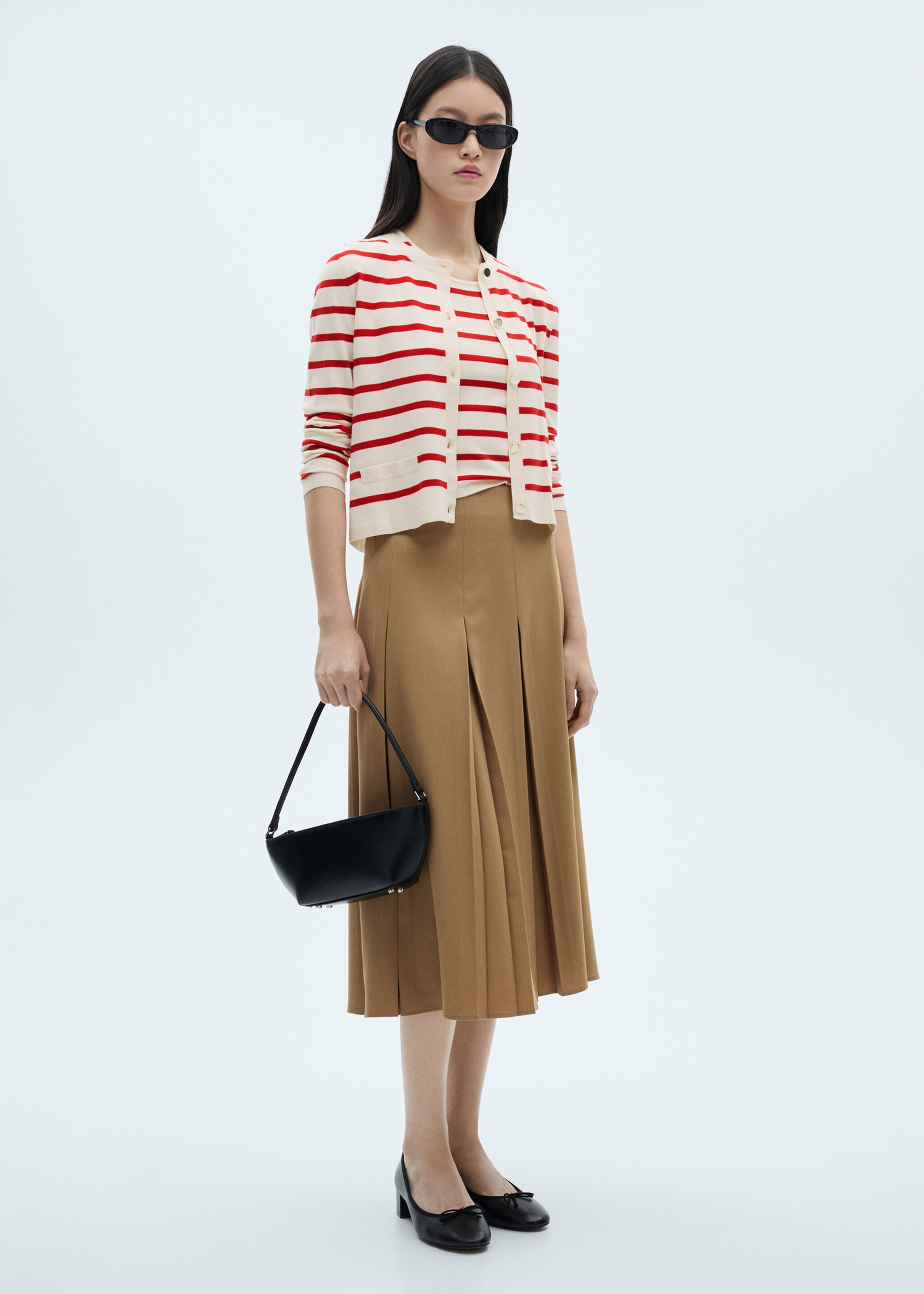 Striped knitted cardigan - General plane, Red. Ref: 87090585-00.