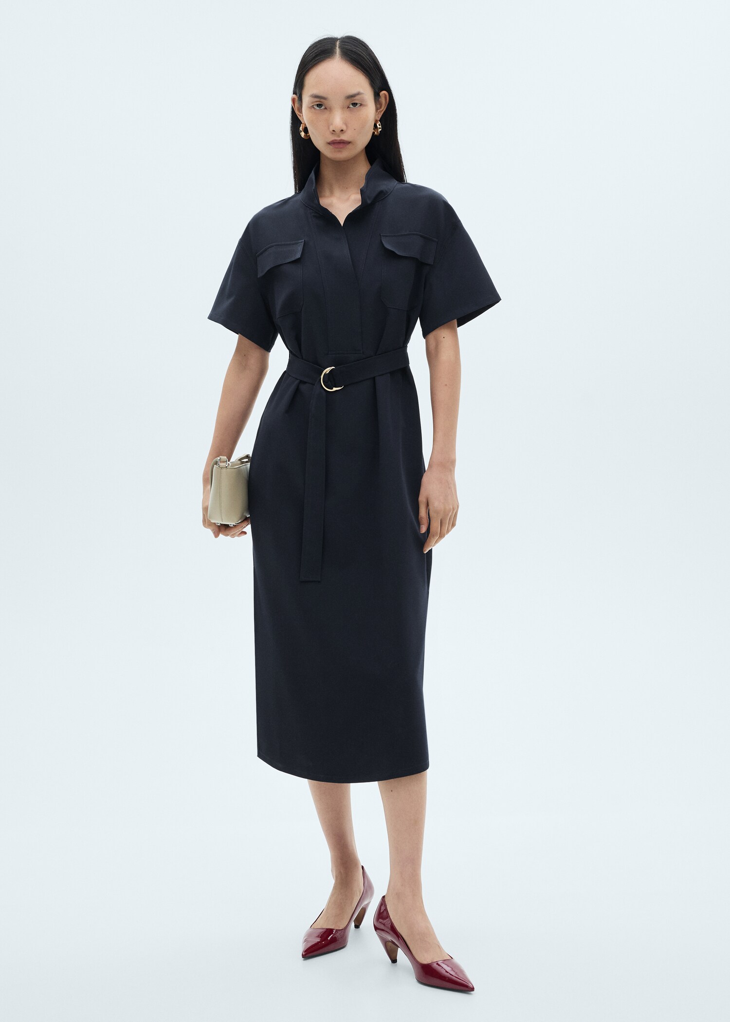 Short-sleeved dress with belt - General plane