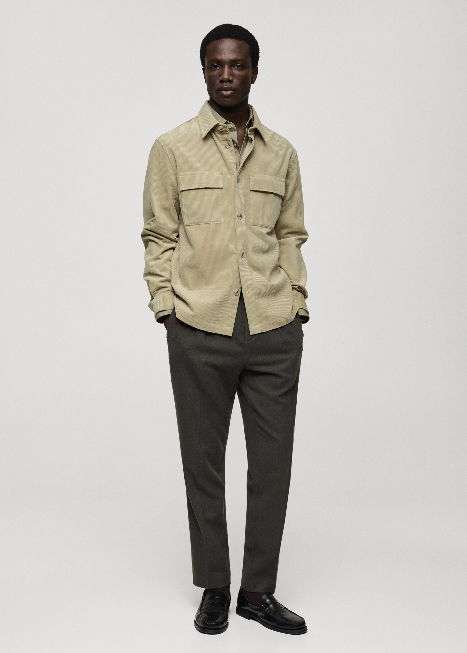 Corduroy overshirt with pockets - General plane