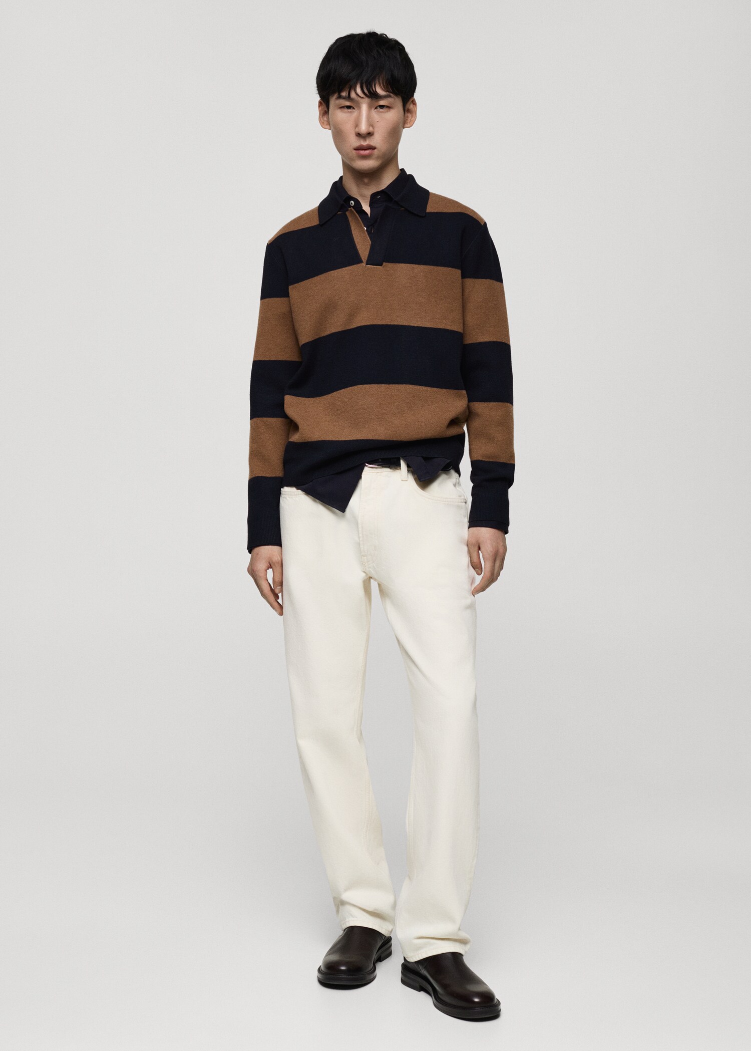 Striped design polo sweater - General plane