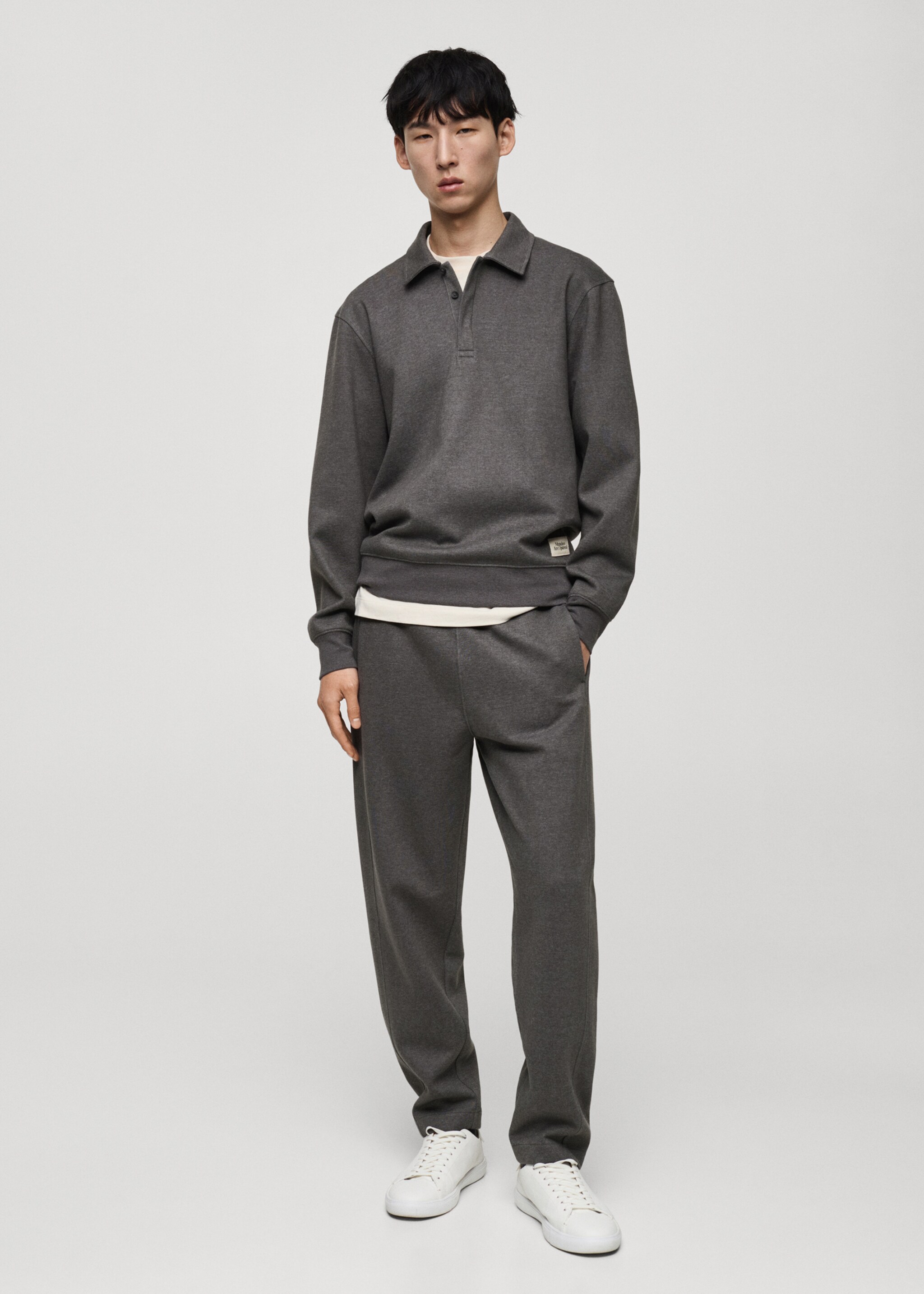 Cotton joggers embroidered detail - General plane, Medium Heather Grey. Ref: 87090642-00.