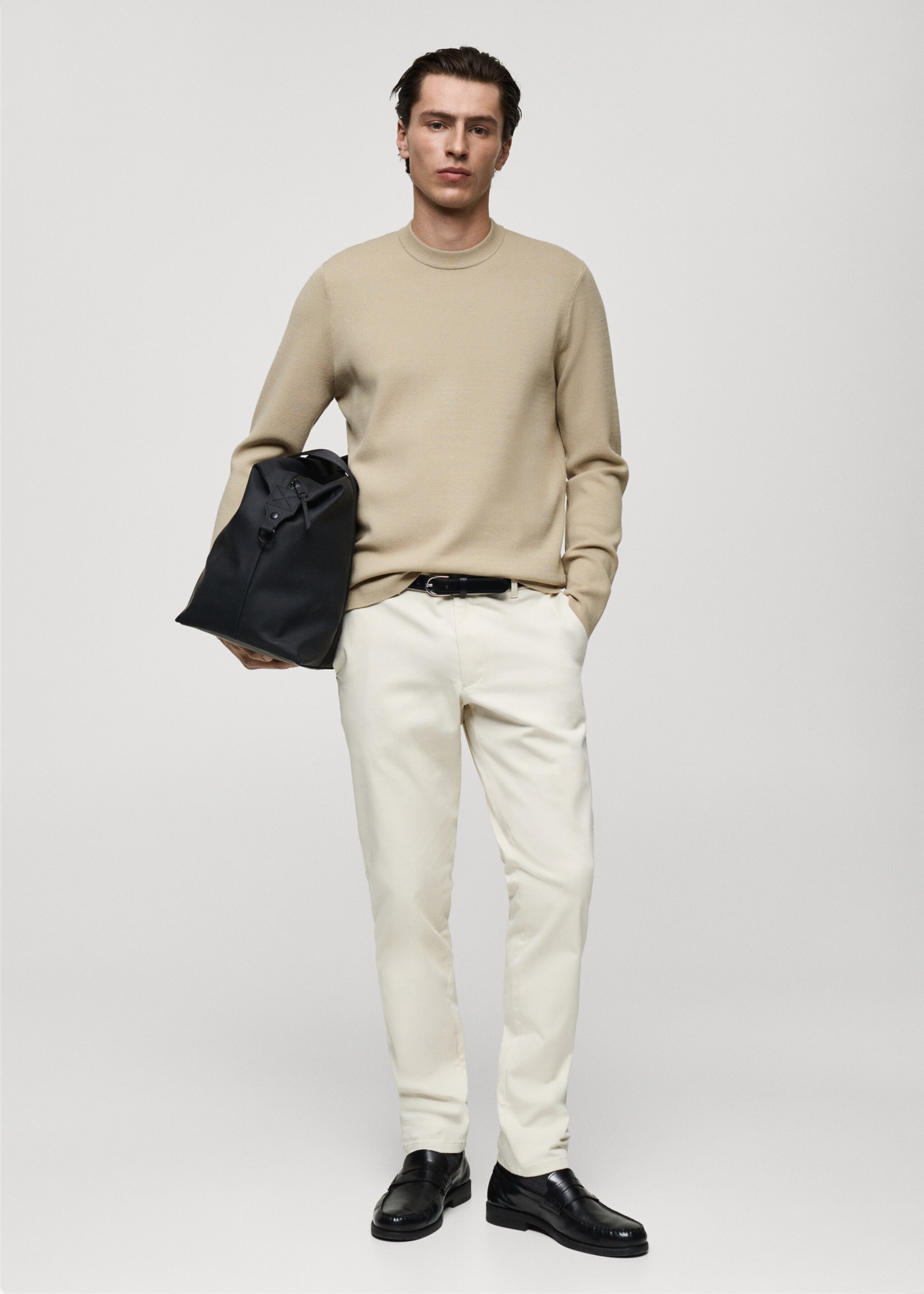 Medium-knit regular-fit sweater - General plane, Beige. Ref: 87092889-00.